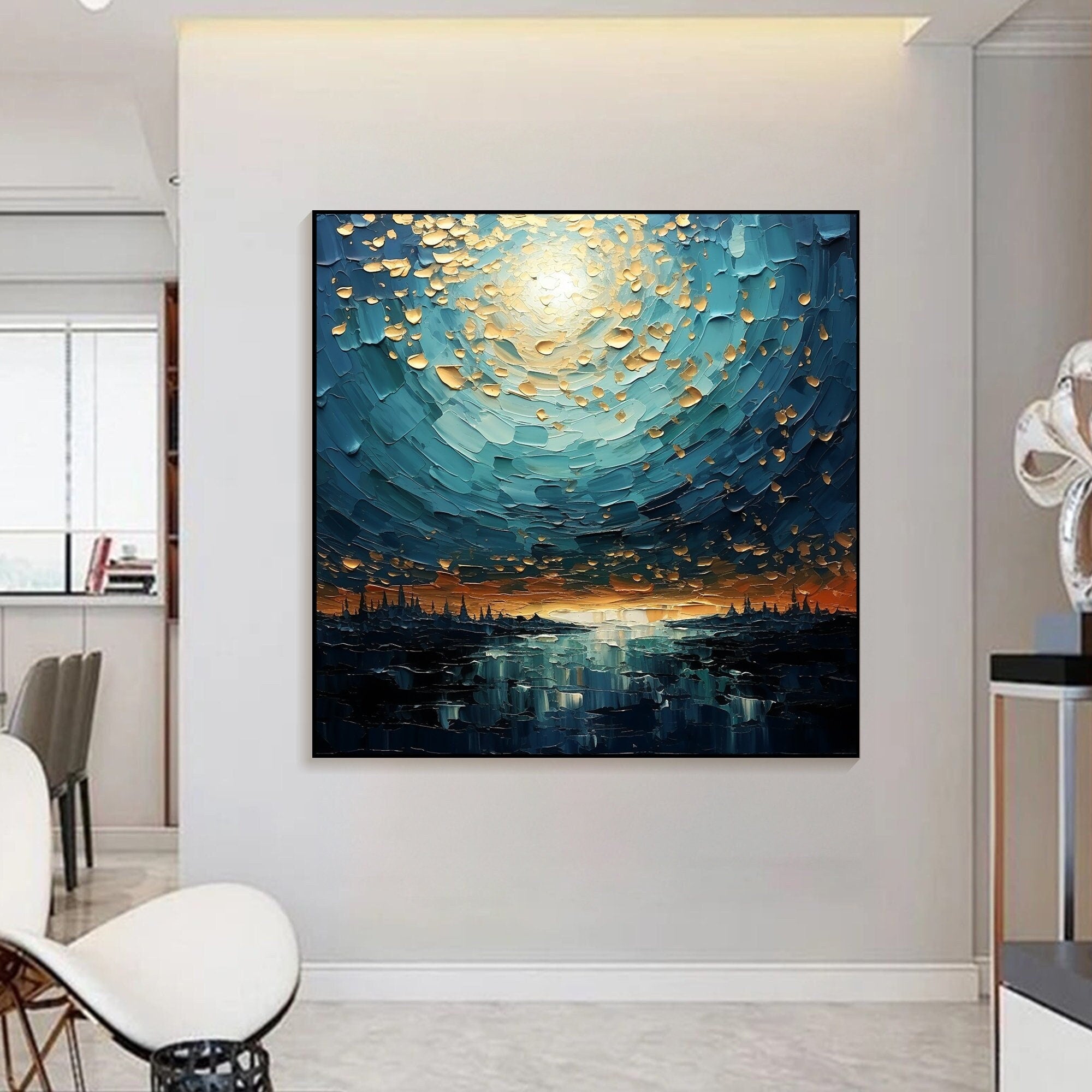 Modern Textured Sunset Seascape - Art Home Decor