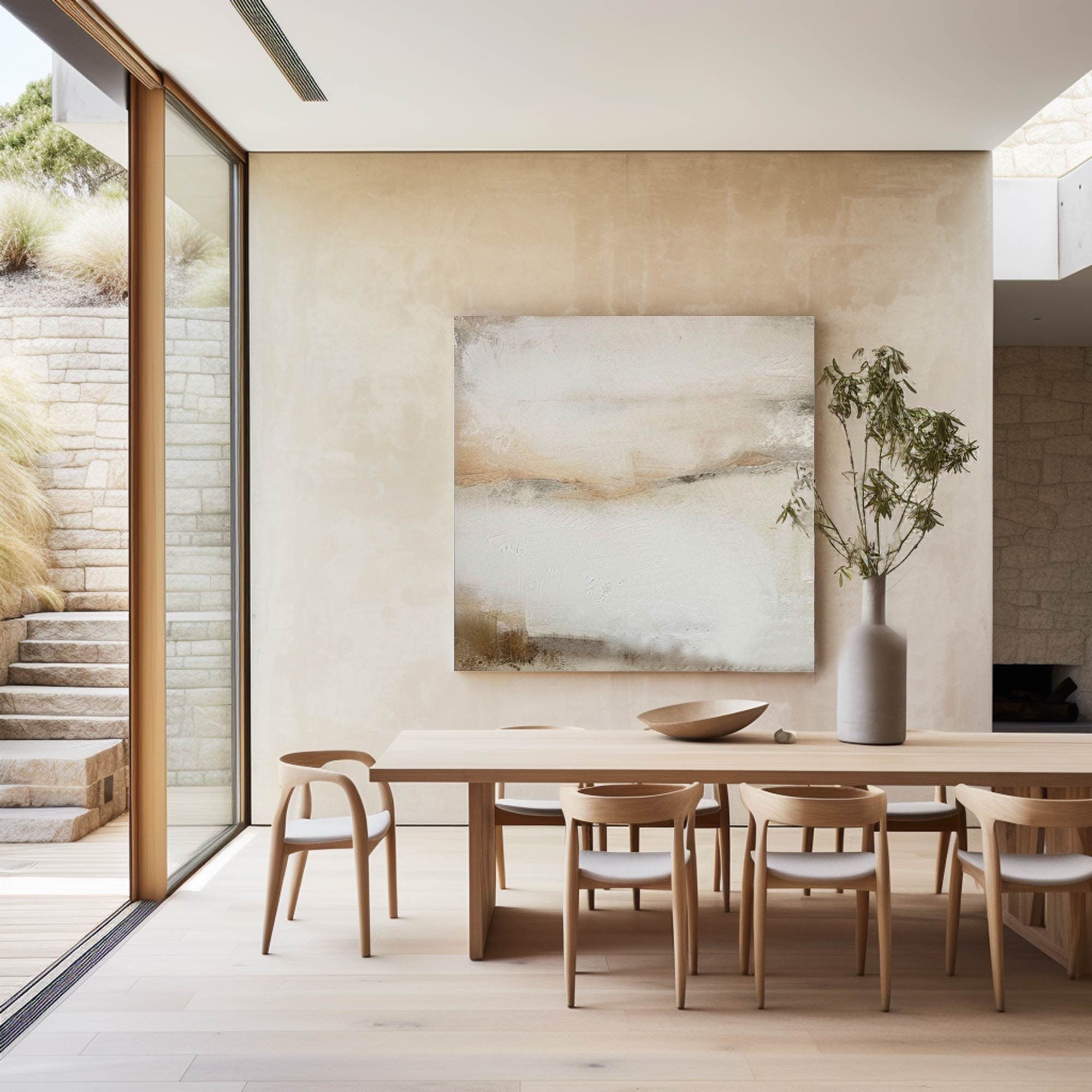 Modern Abstract Landscape Art - Beige and Gray Texture #TB 004