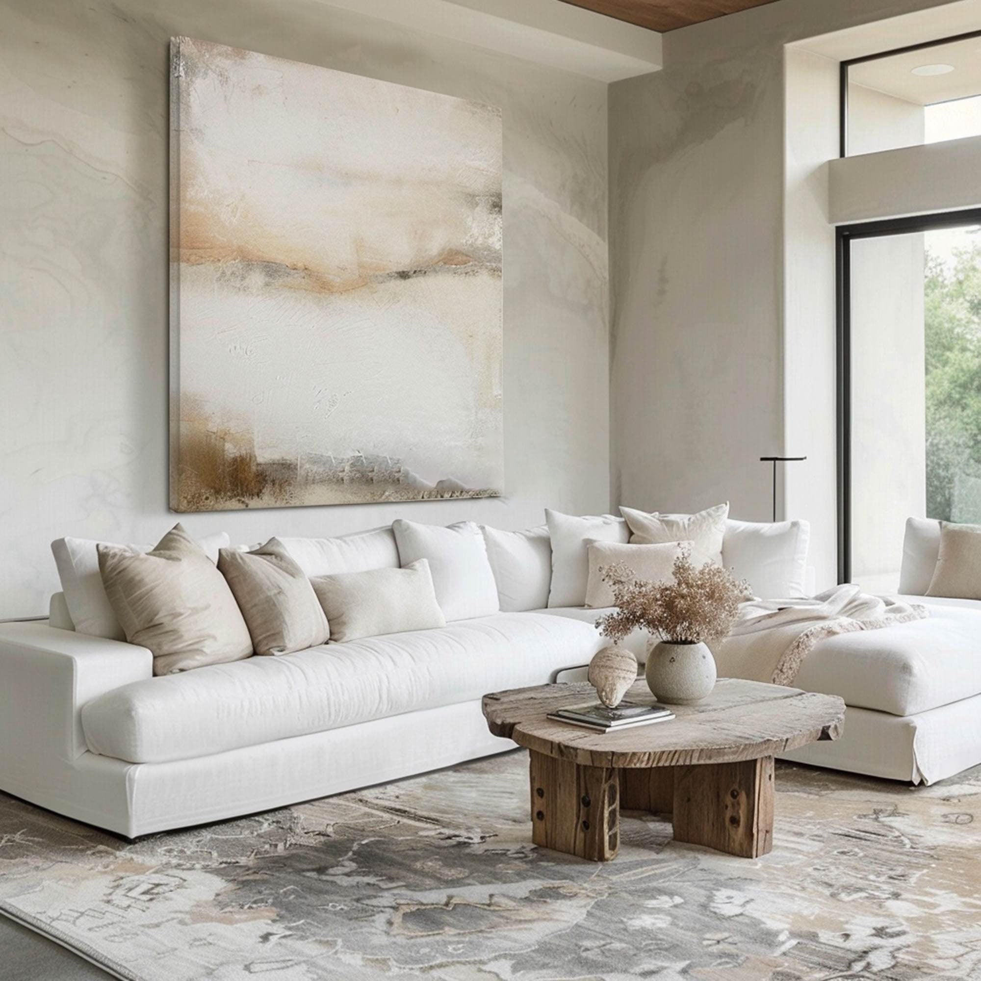 Modern Abstract Landscape Art - Beige and Gray Texture #TB 004