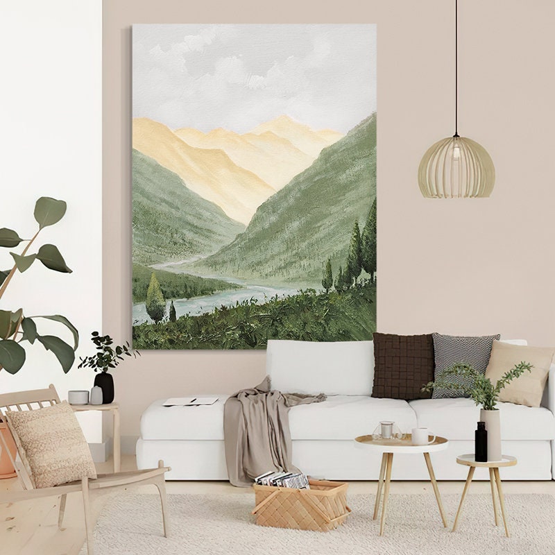 Tranquil Landscape Triptych | Handcrafted Mountain Oil Paintings #ZZ 001