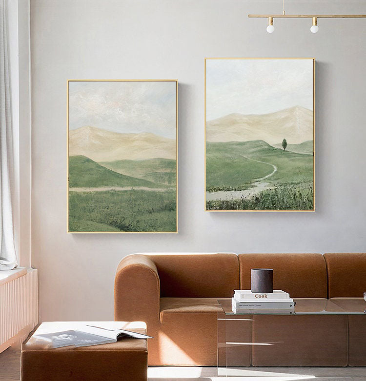 Tranquil Landscape Triptych | Handcrafted Mountain Oil Paintings #ZZ 001