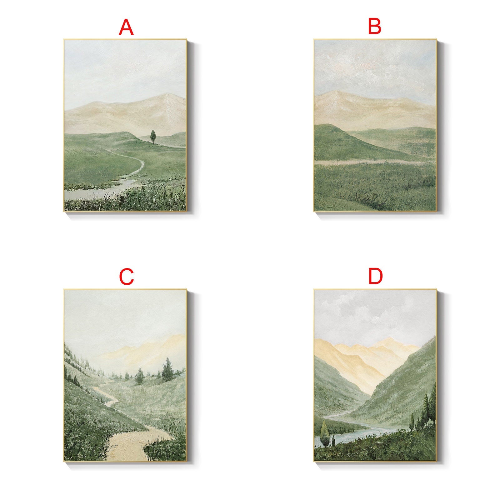 Tranquil Landscape Triptych | Handcrafted Mountain Oil Paintings #ZZ 001