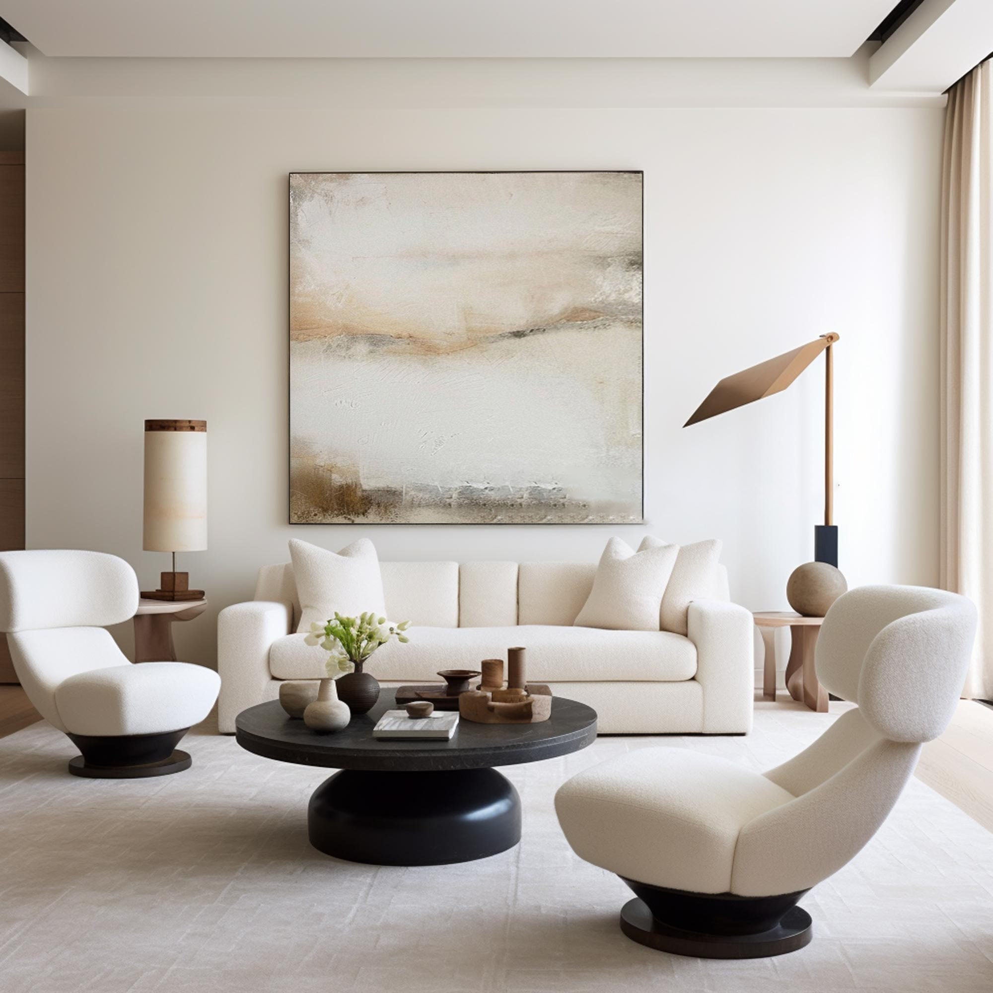 Modern Abstract Landscape Art - Beige and Gray Texture #TB 004