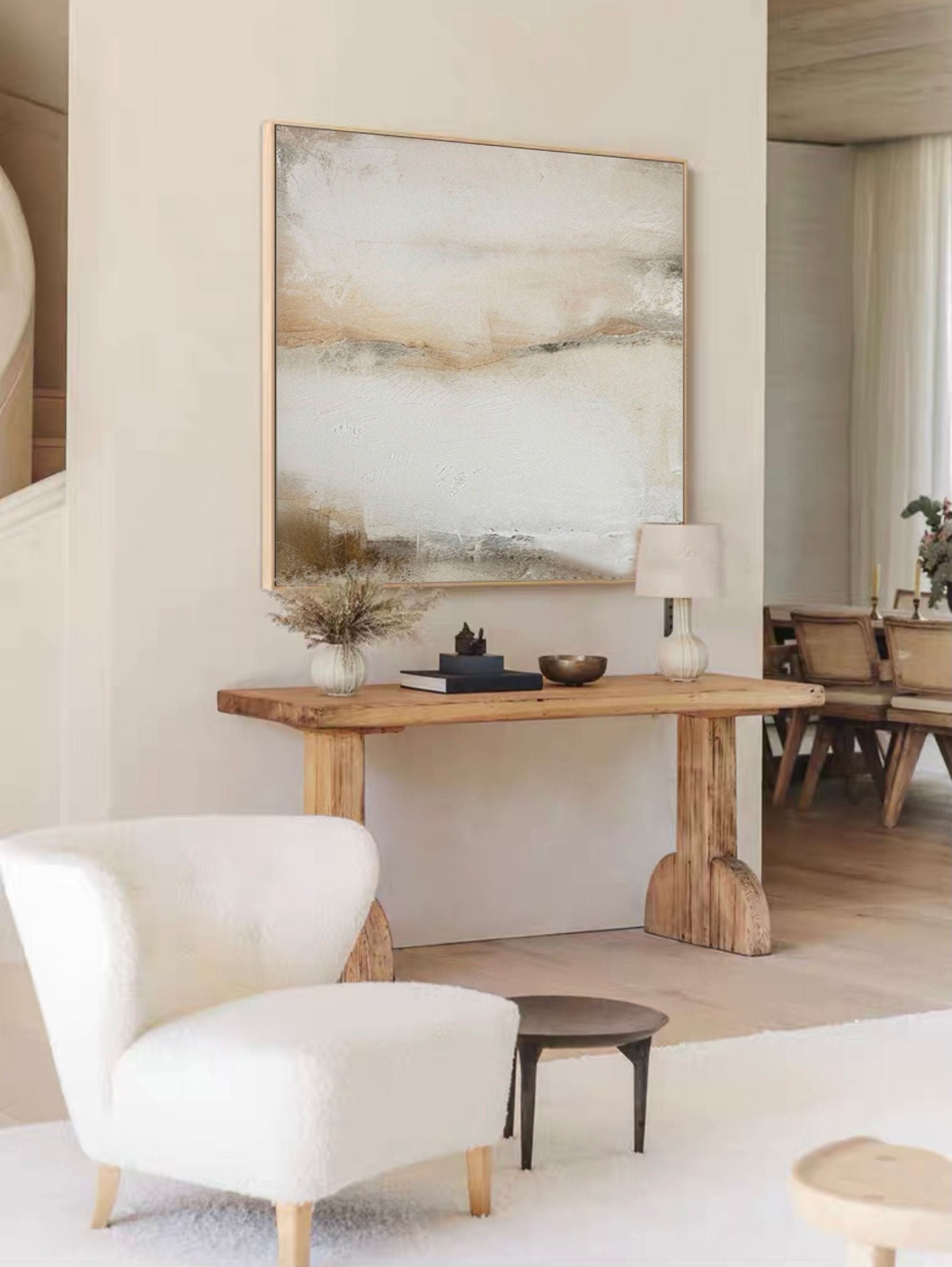 Modern Abstract Landscape Art - Beige and Gray Texture #TB 004