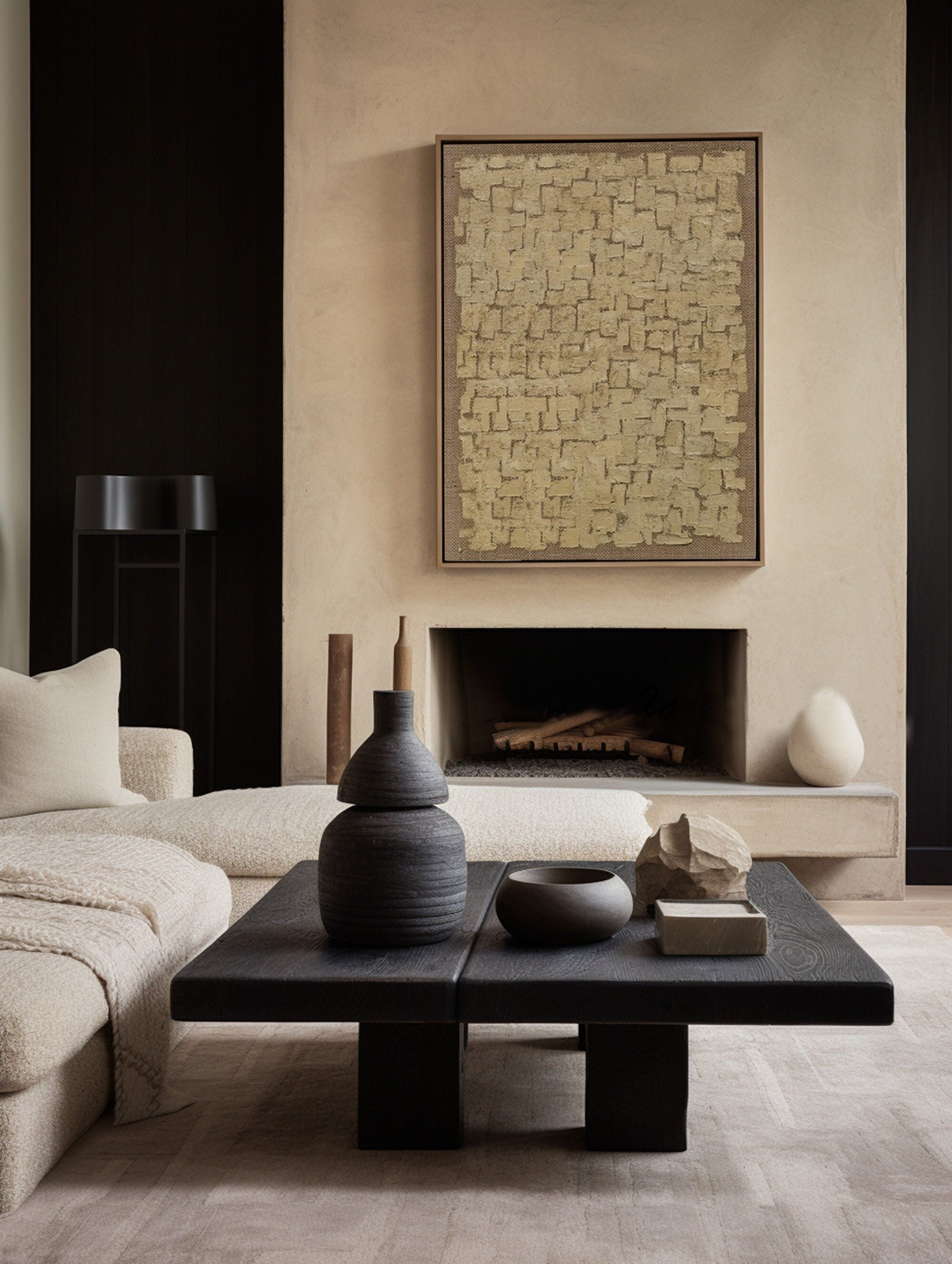 Beige Texture Abstract Oil Painting, Wabi-Sabi Art #TB 038