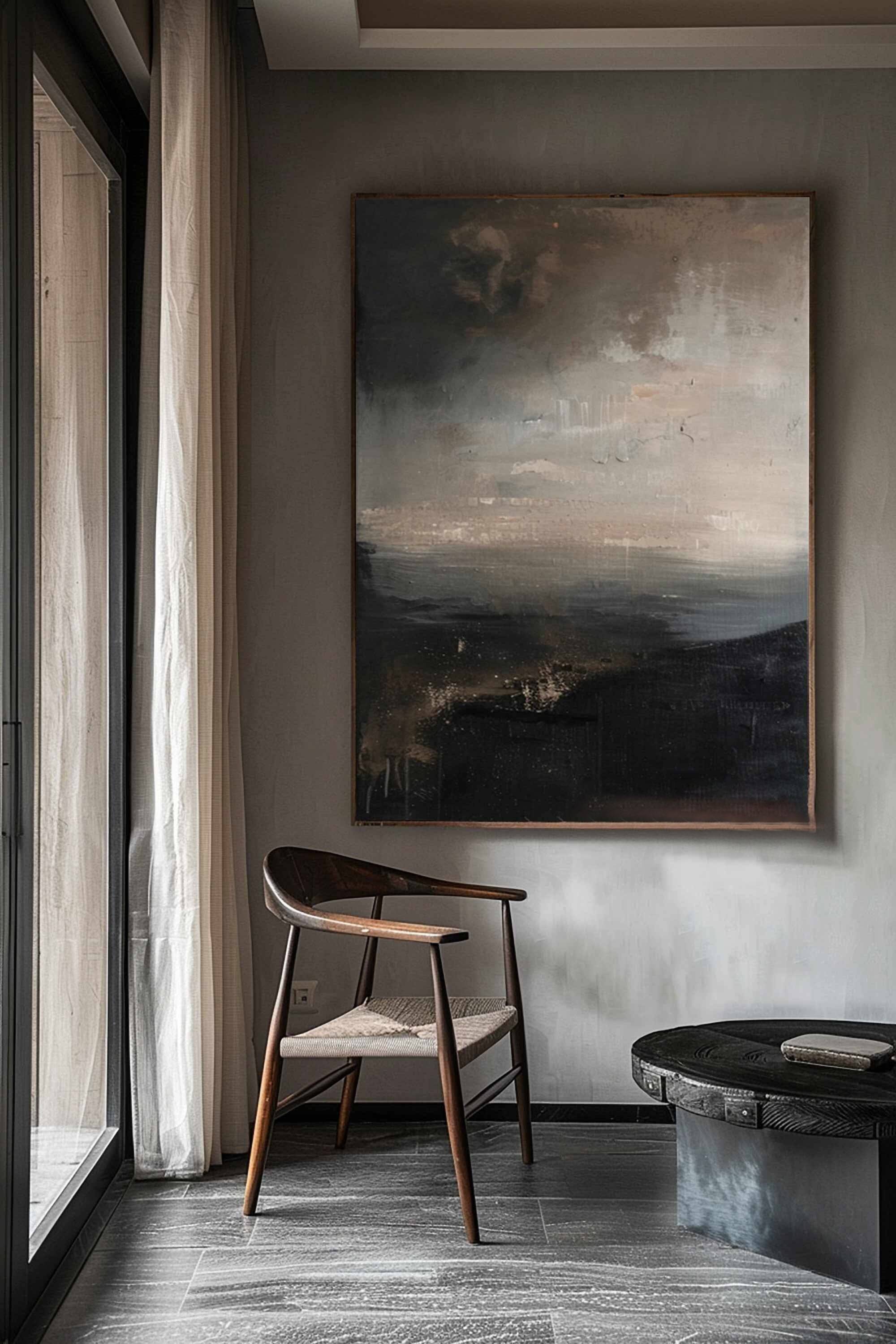 Obscure Landscape Oil Painting, Melancholy Art #TB 031