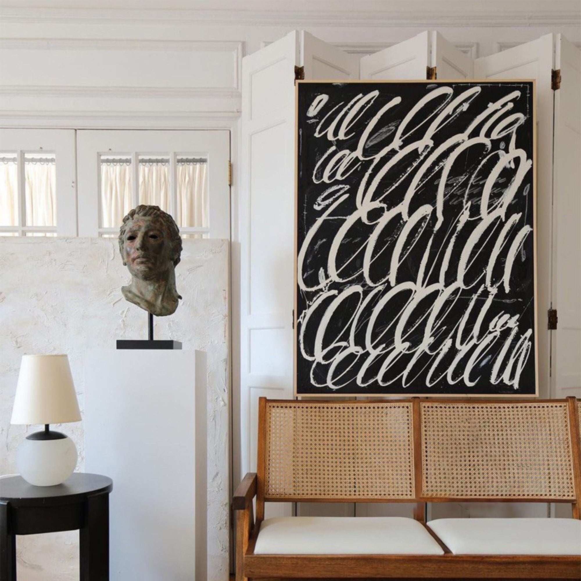 Black and White Abstract Calligraphy - Modern Art Decor #TB 057