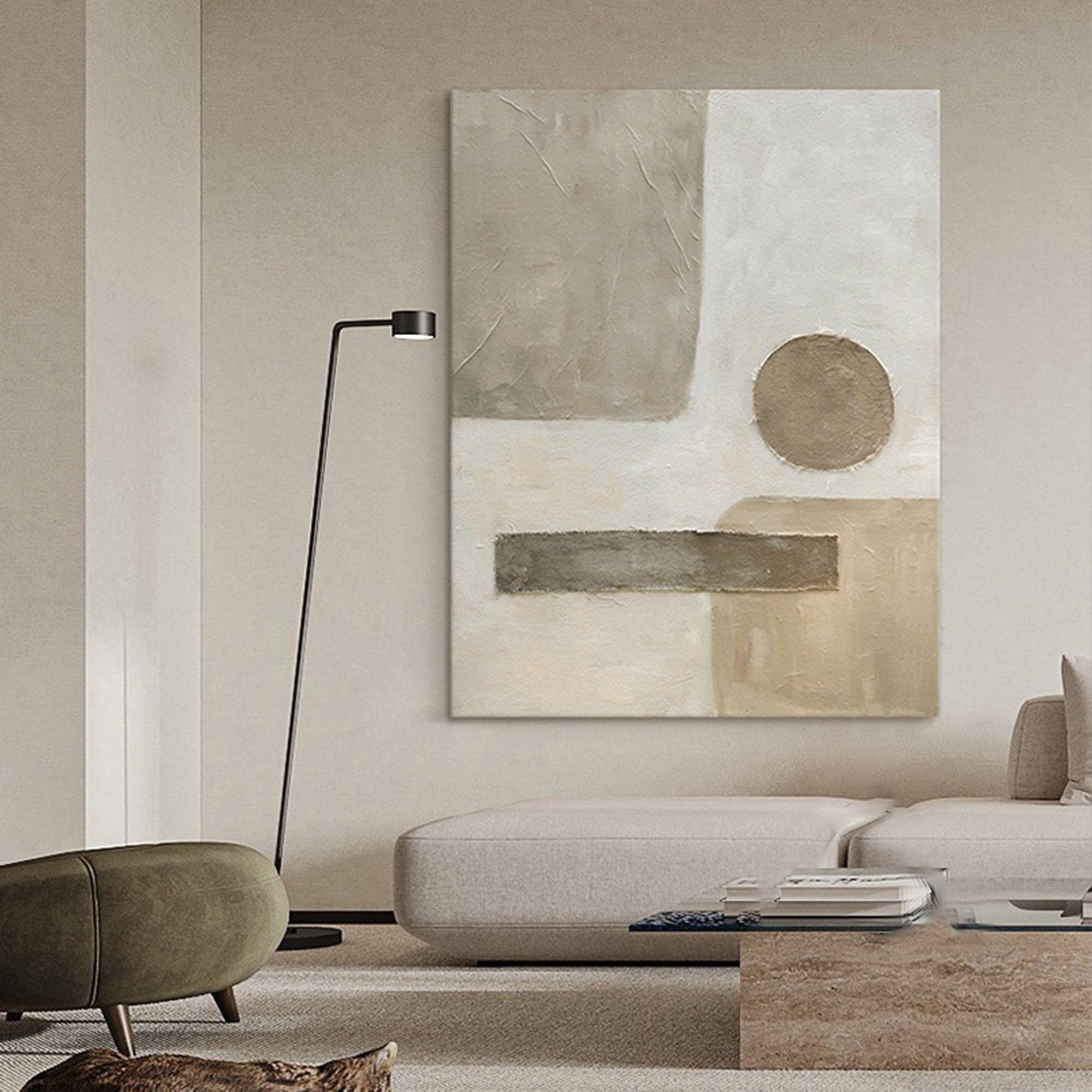 Modern Abstract Geometric Art - Neutral Tone Painting