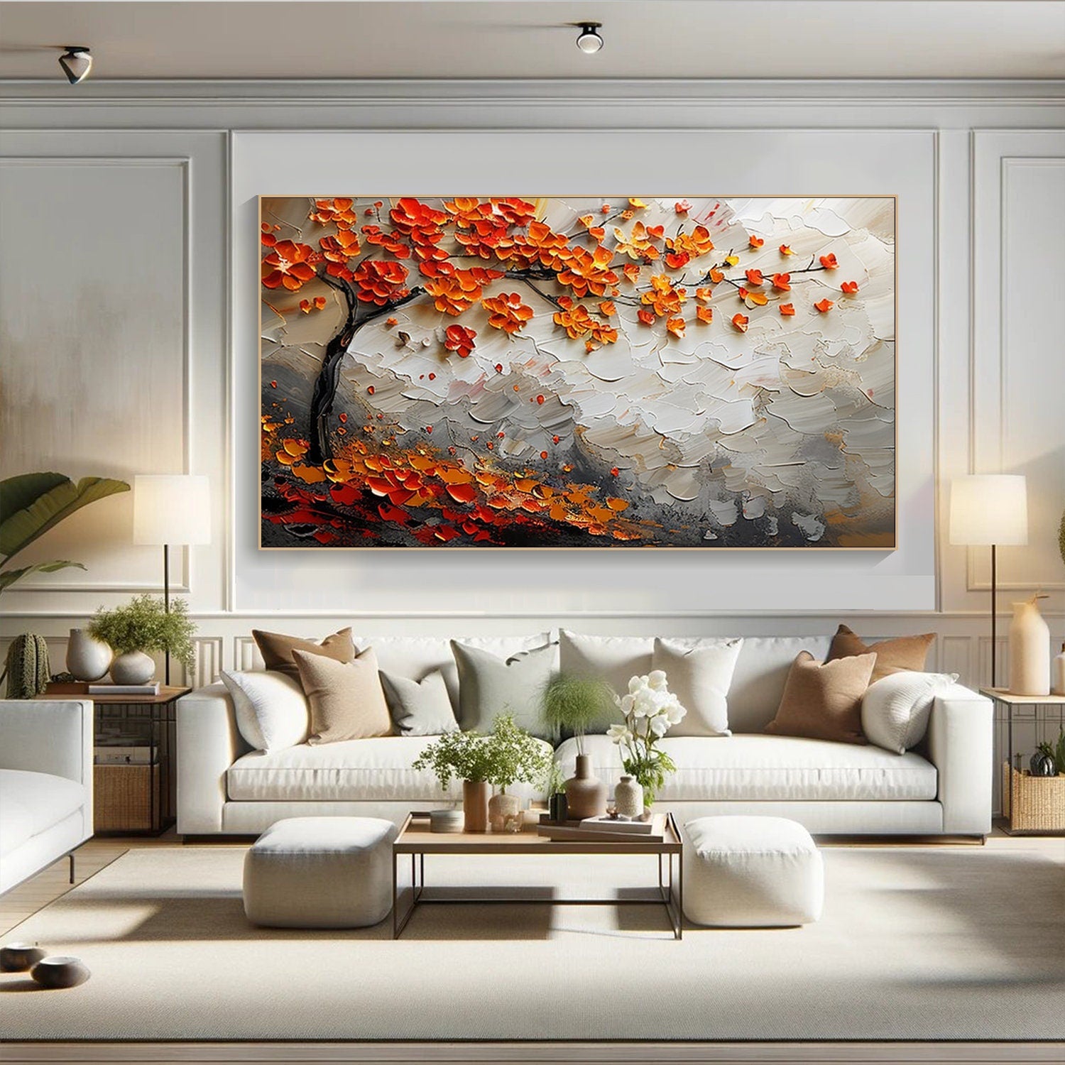 Textured Floral Tree Art Painting #TB 019
