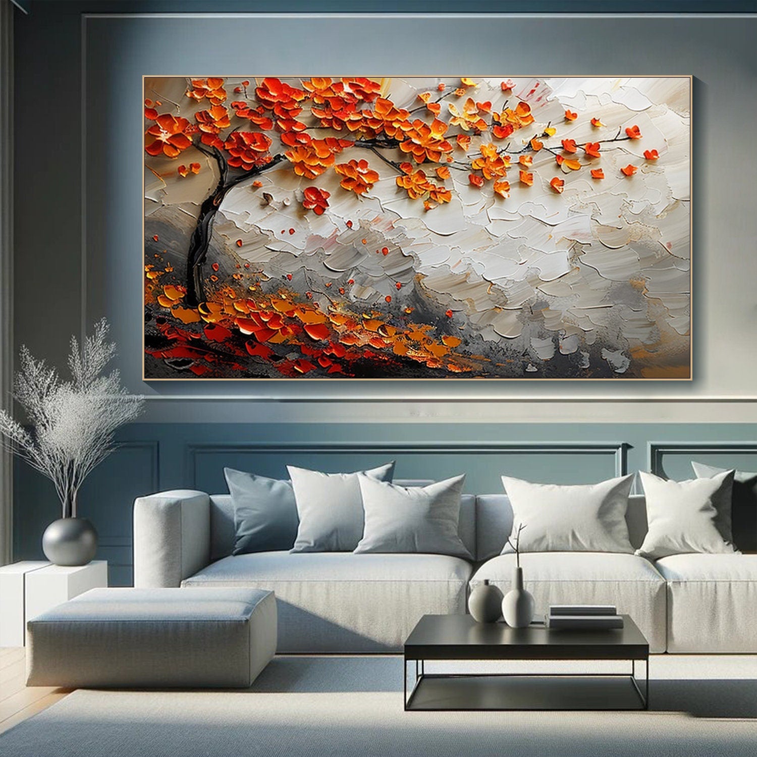 Textured Floral Tree Art Painting #TB 019