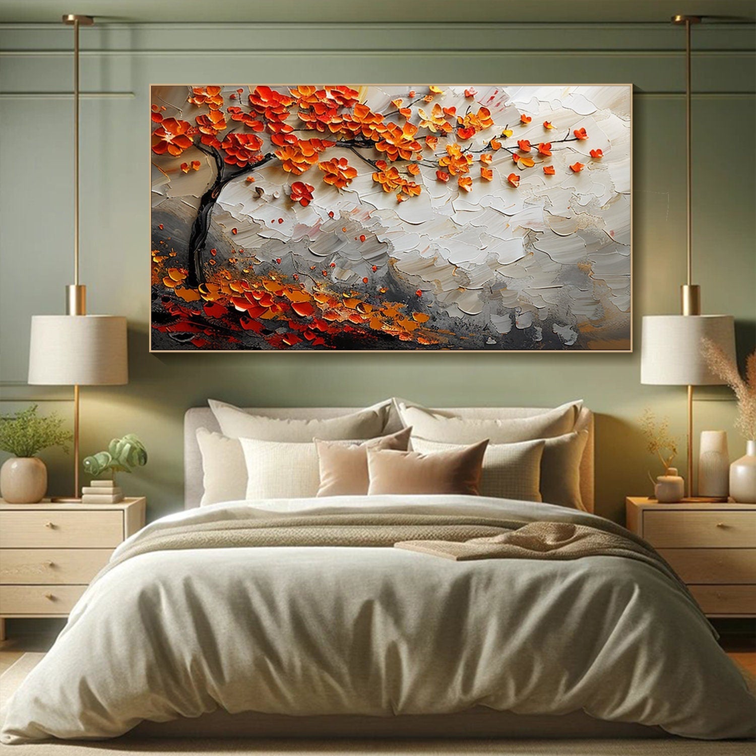 Textured Floral Tree Art Painting #TB 019