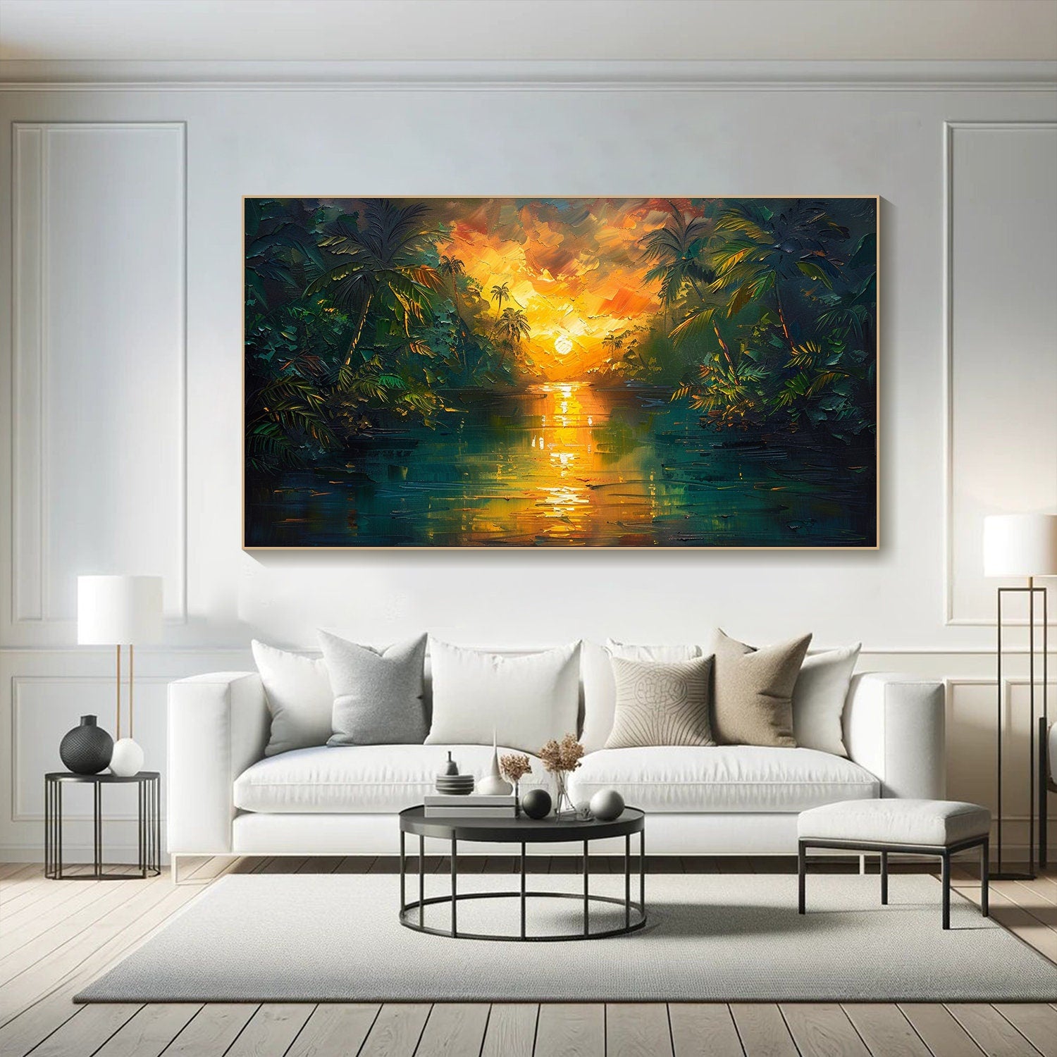 Modern Impressionist Sunset Art | Textured Tropical Paradise Oil Painting #TB 090