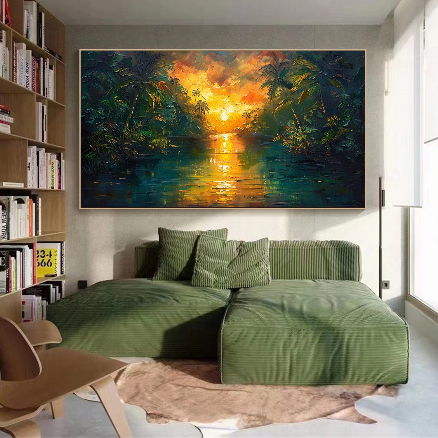Modern Impressionist Sunset Art | Textured Tropical Paradise Oil Painting #TB 090