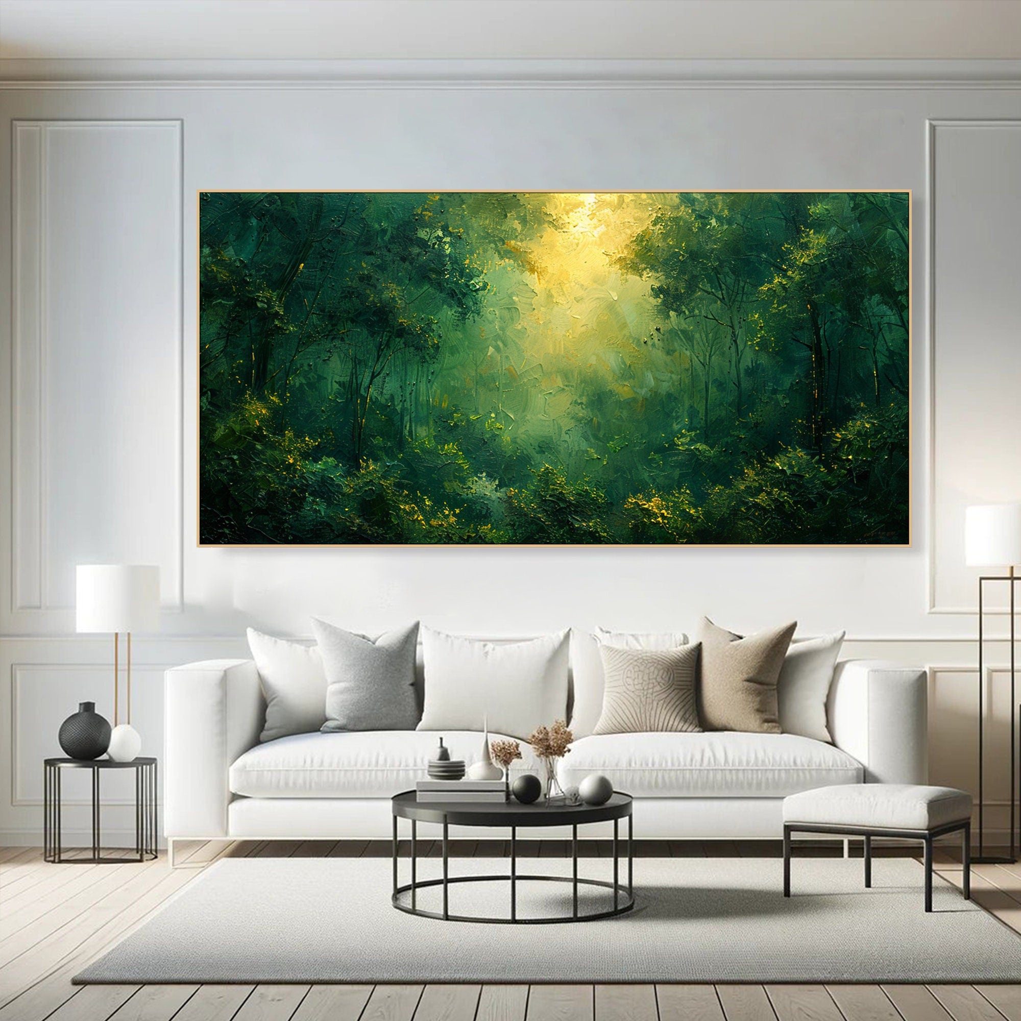 Deep Forest Abstract Oil Painting, Modern Mysterious Landscape Wall Decor #TB 047