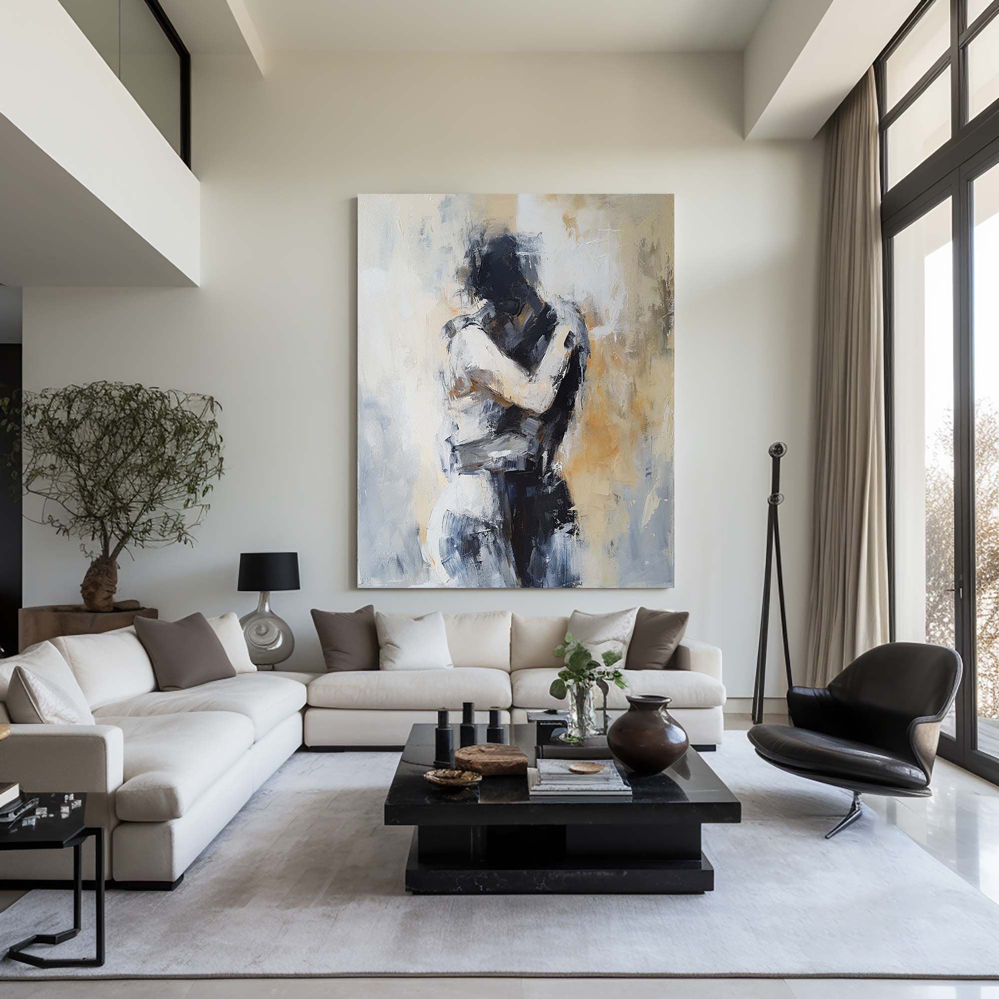 Embracing Abstract Figure Oil Painting, Modern Emotional Art Wall Decor #TB 048