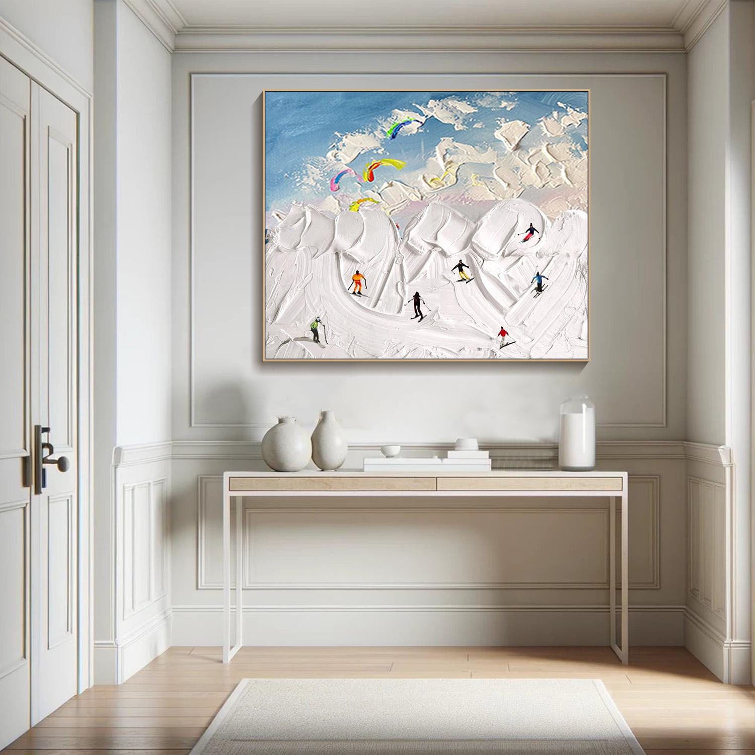 Modern Ski Scene Painting - Abstract Winter Sports Art #TC 005
