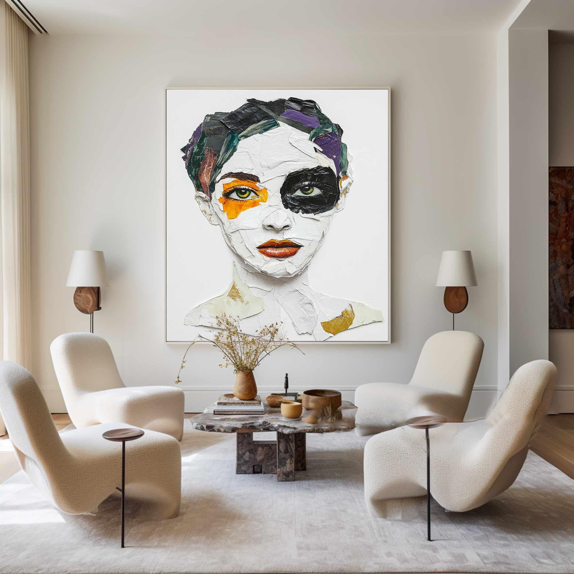 Vivid Color Abstract Portrait Painting, Modern Art Wall Art #TB 041