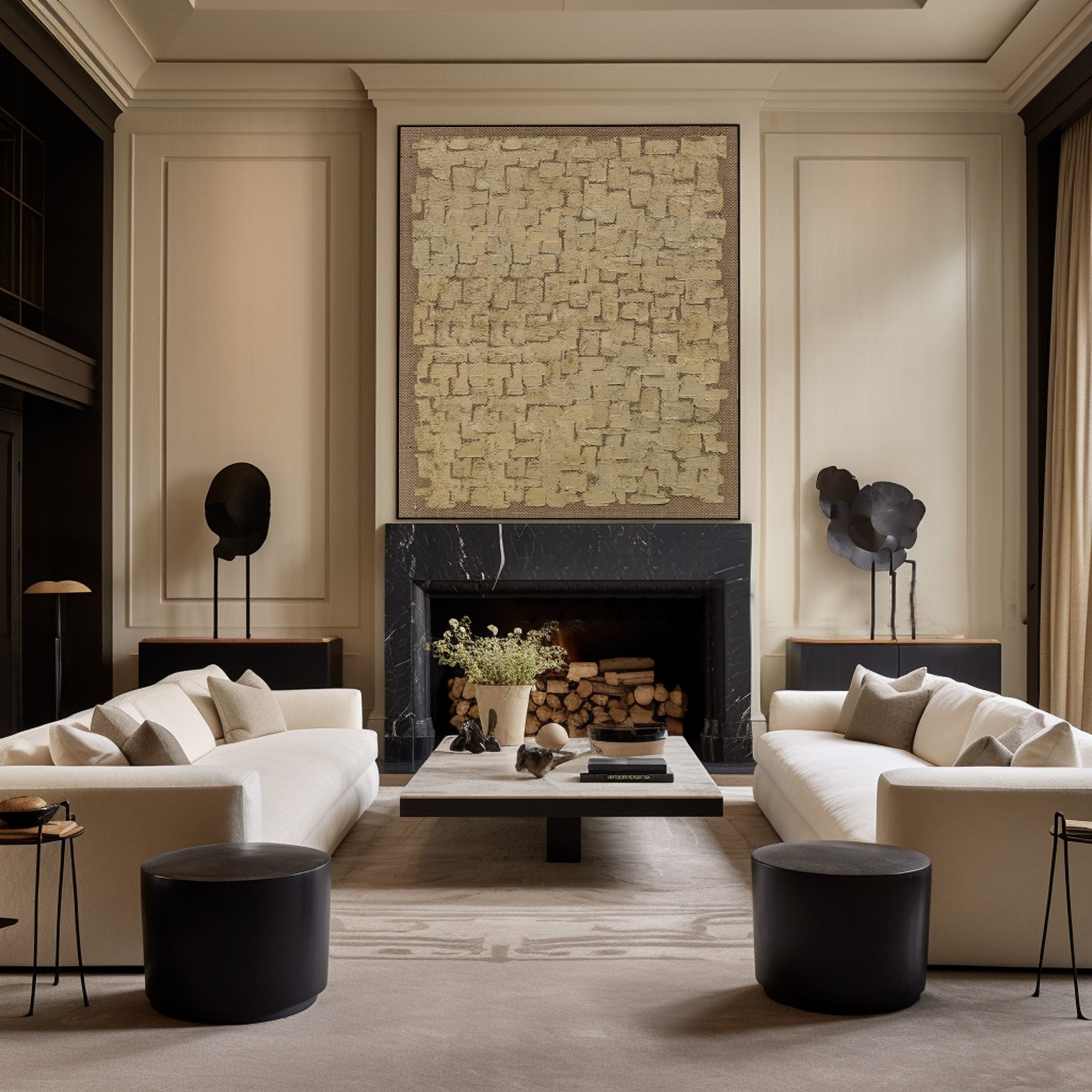 Beige Texture Abstract Oil Painting, Wabi-Sabi Art #TB 038