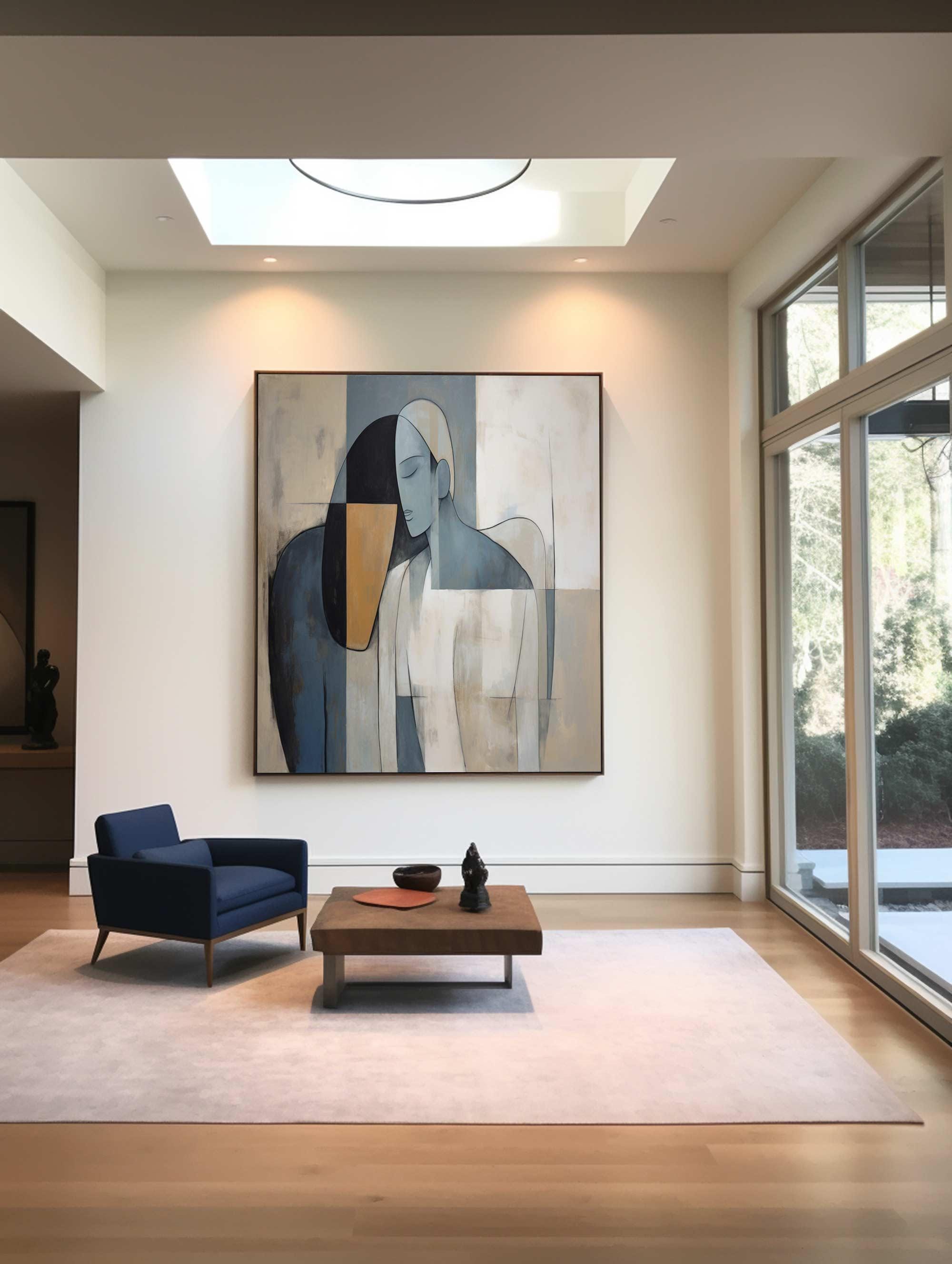 Soft Tone Abstract Figure Painting, Modern Minimalist Wall Art