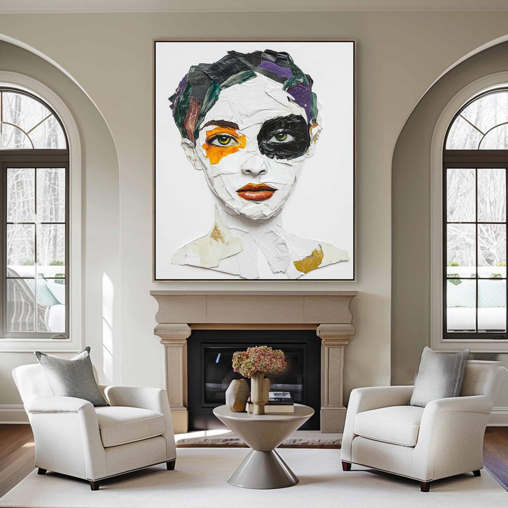 Vivid Color Abstract Portrait Painting, Modern Art Wall Art #TB 041