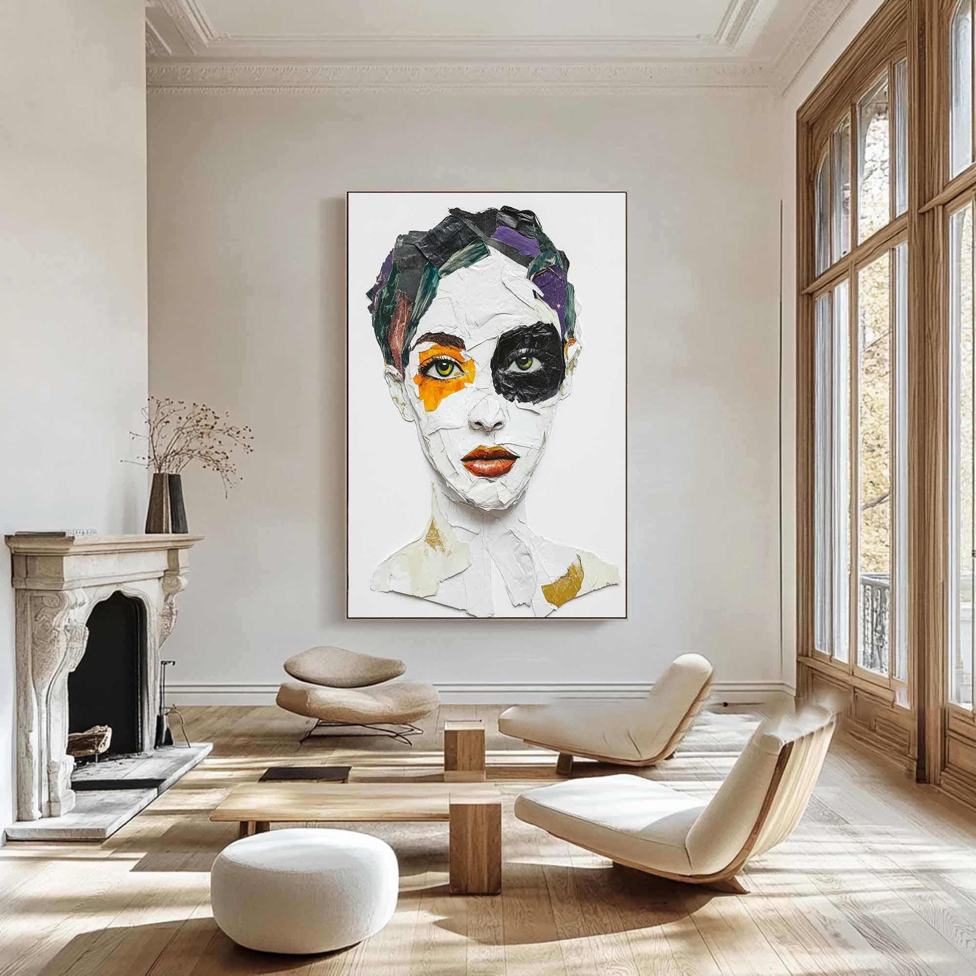 Vivid Color Abstract Portrait Painting, Modern Art Wall Art #TB 041