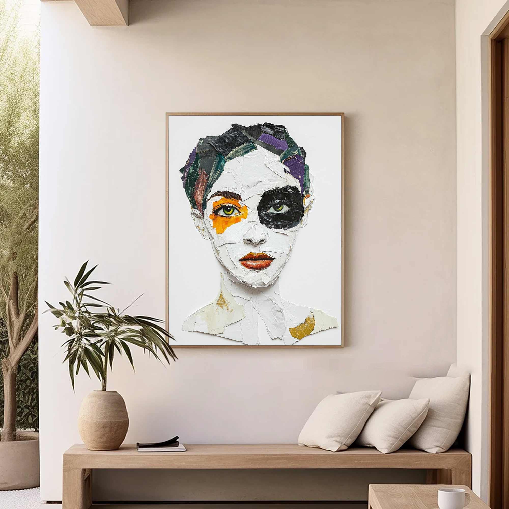 Vivid Color Abstract Portrait Painting, Modern Art Wall Art #TB 041