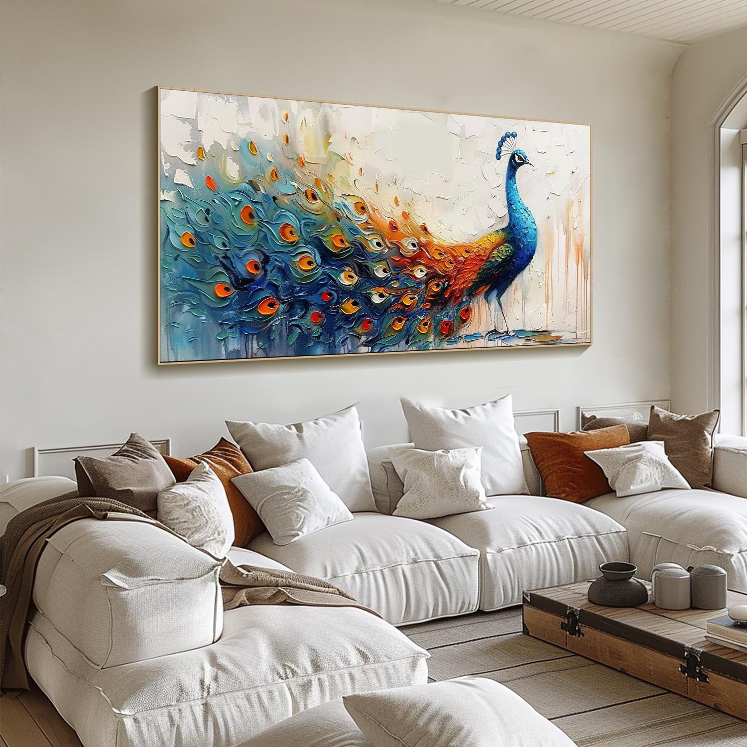 Abstract Style Peacock Wall Art with Rich Colors #TC 003