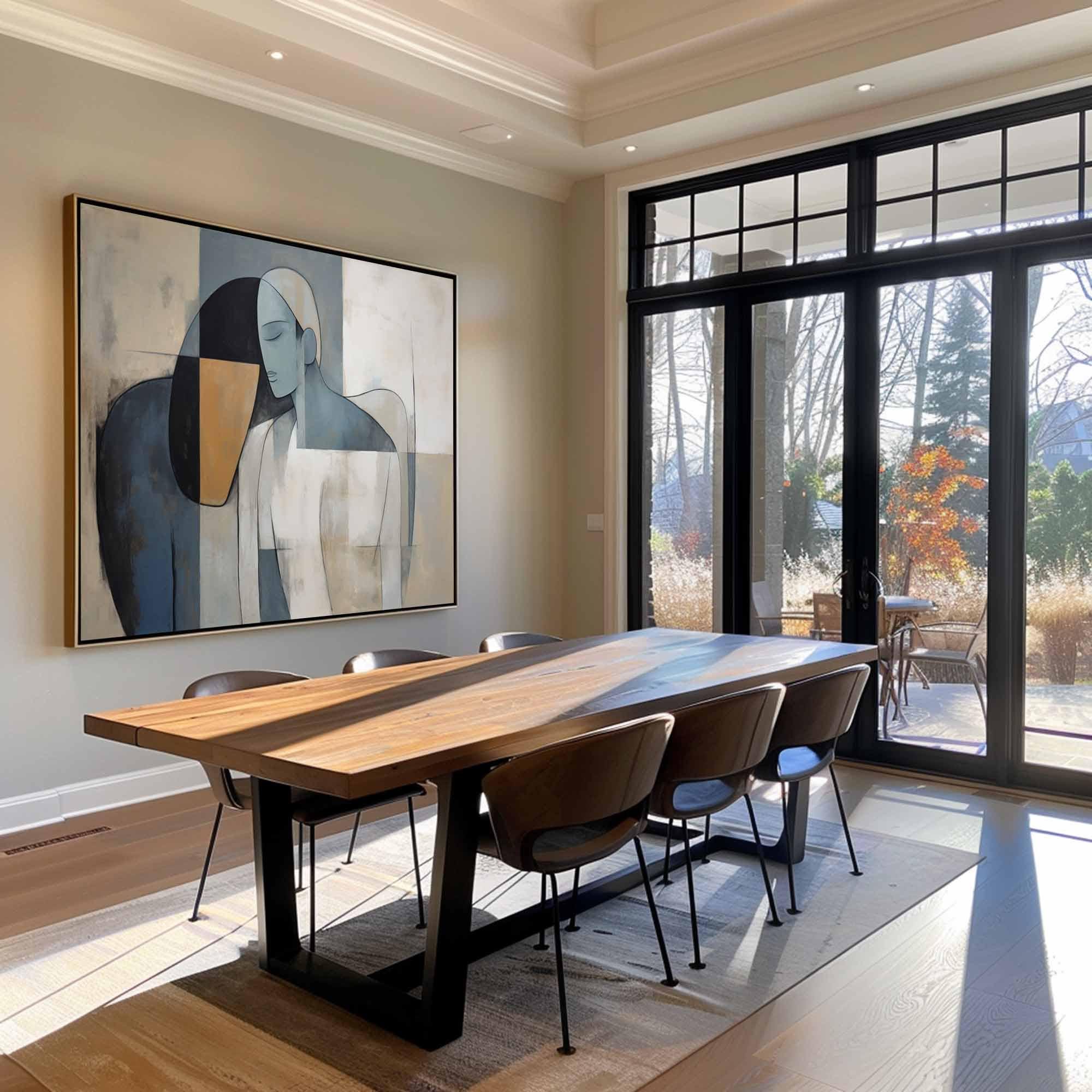 Modern Minimalist Abstract Figure Oil Painting, Serene Art Wall Decor #TB 046