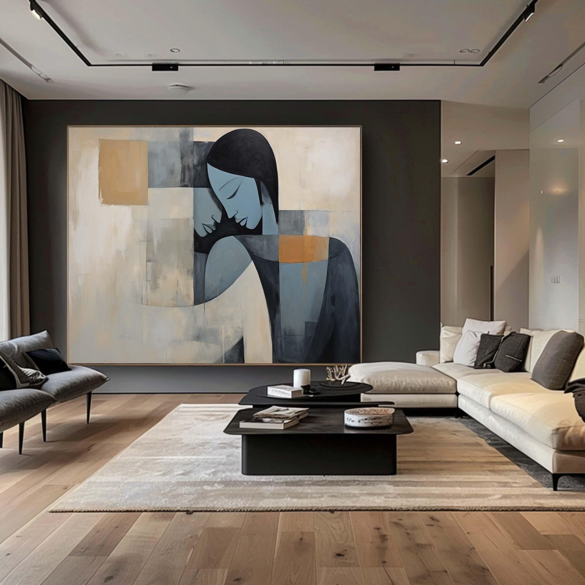Abstract Geometric Female Portrait, Modern Minimalist