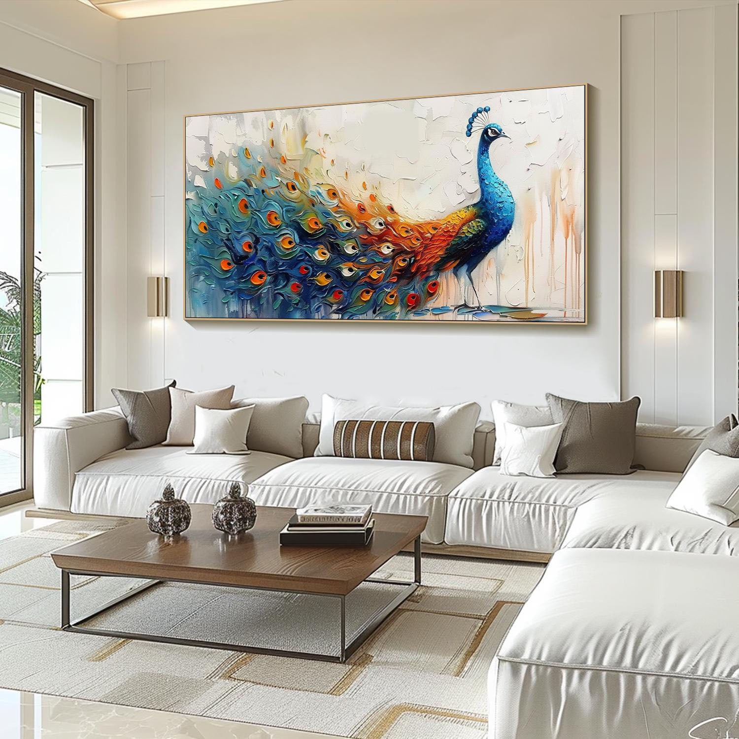 Abstract Style Peacock Wall Art with Rich Colors #TC 003