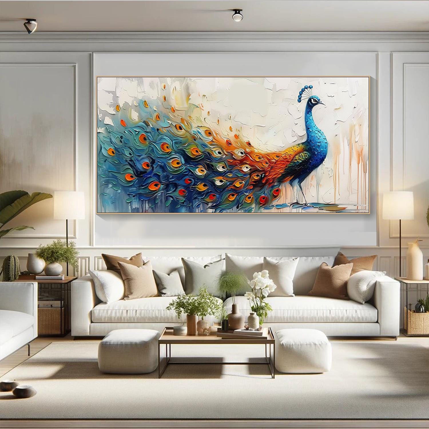 Abstract Style Peacock Wall Art with Rich Colors #TC 003