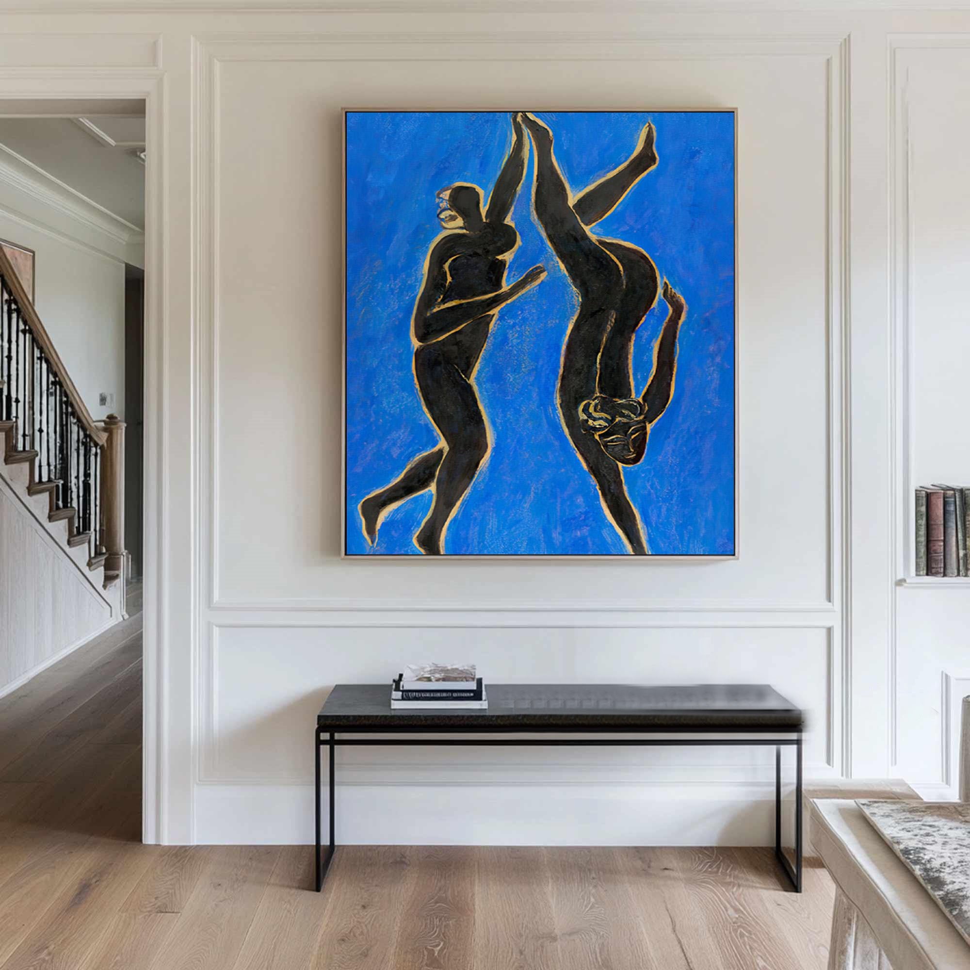 Vivid Blue Abstract Figure Art, Modern Decor #TB 059