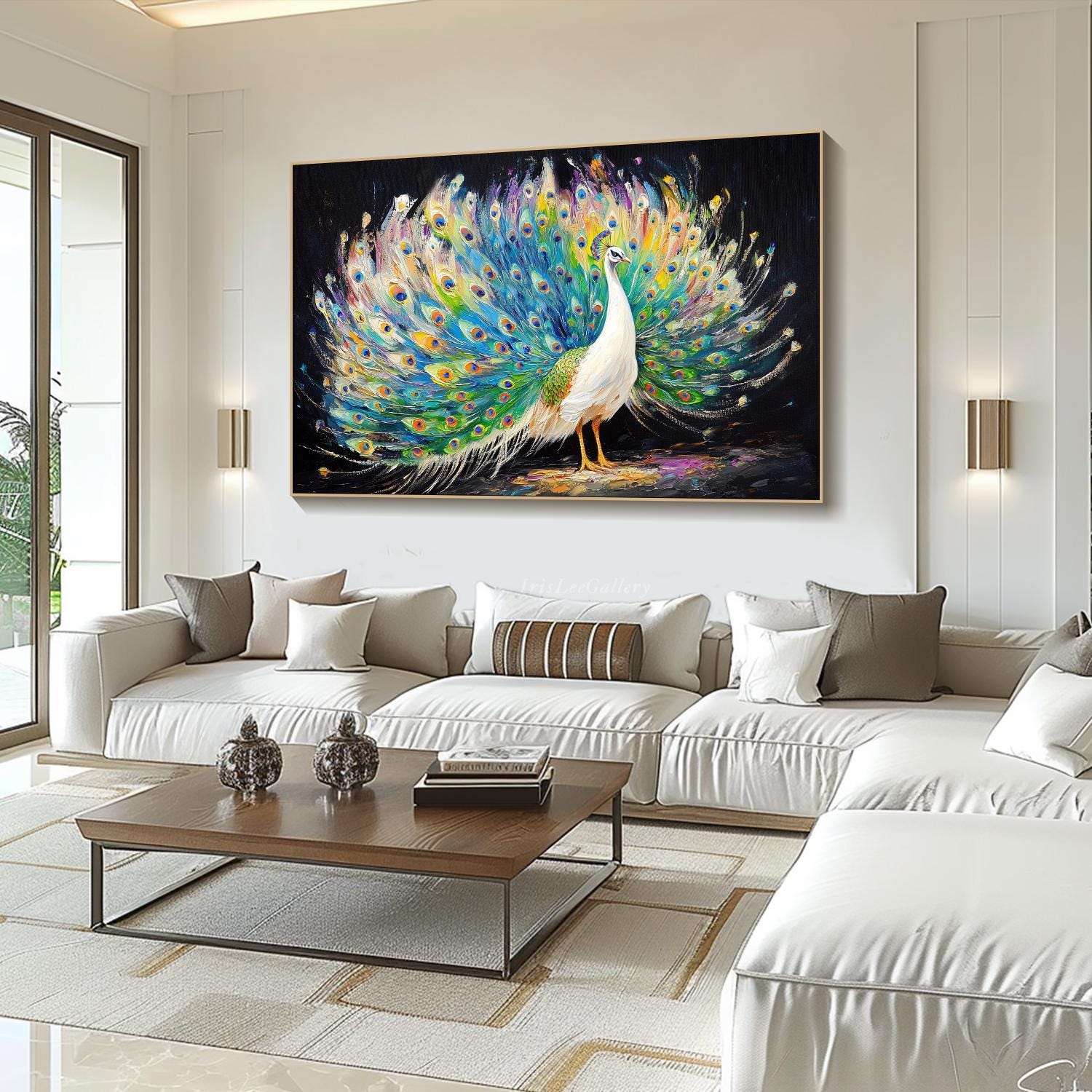 Stunning 3D Colorful Peacock Large Textured Oil Painting #ZZ 011