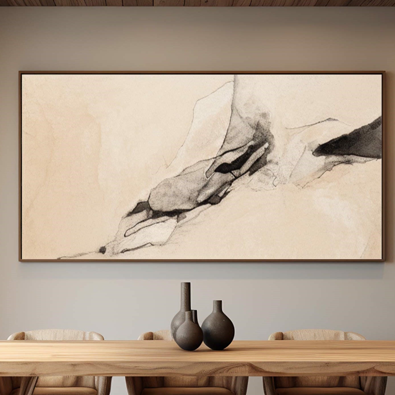 Modern Ink Abstract Landscape Art Painting