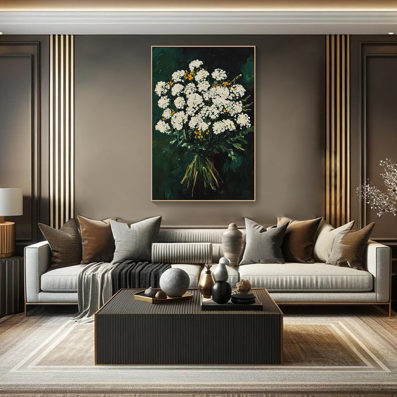 Yarrow Oil Art | Modern Green Floral #TB 013