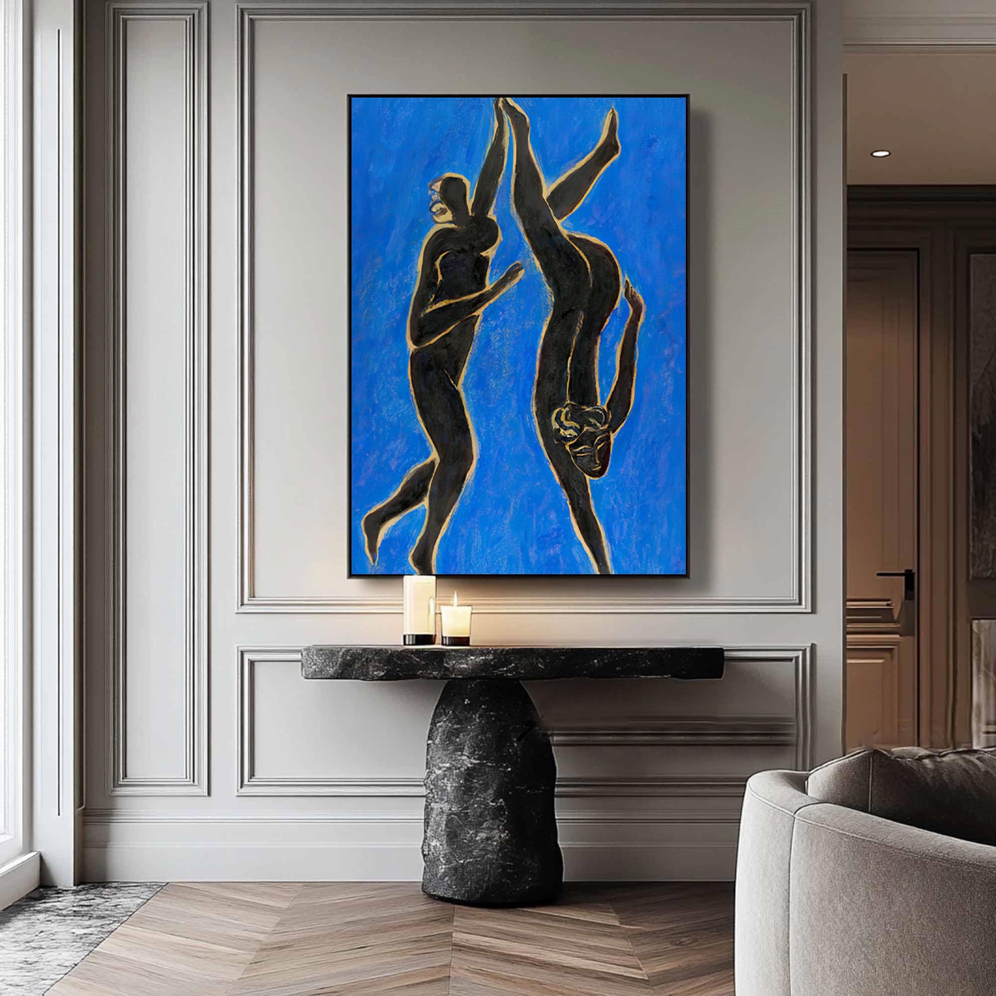 Vivid Blue Abstract Figure Art, Modern Decor #TB 059