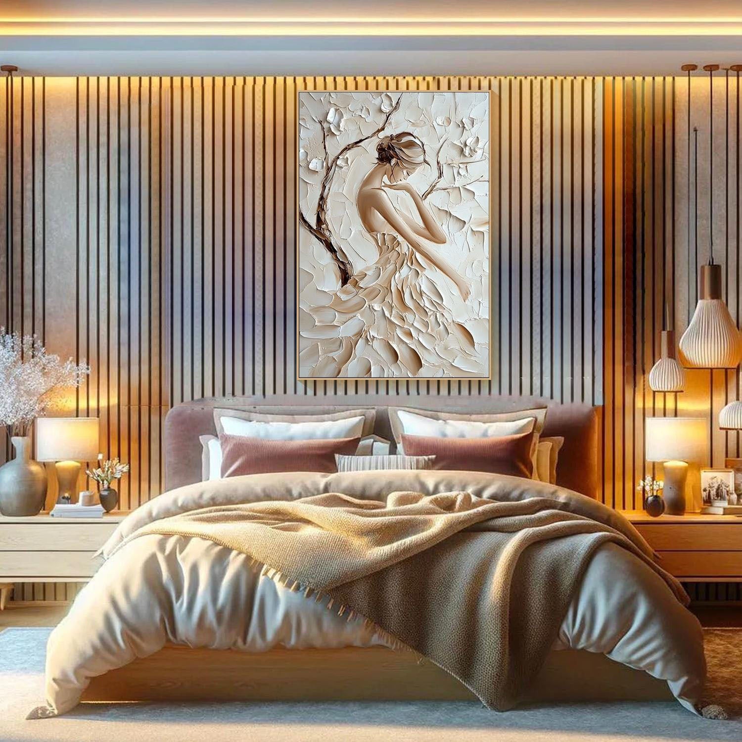 3D Textured Female Portrait - Modern Art Decor #TB 008