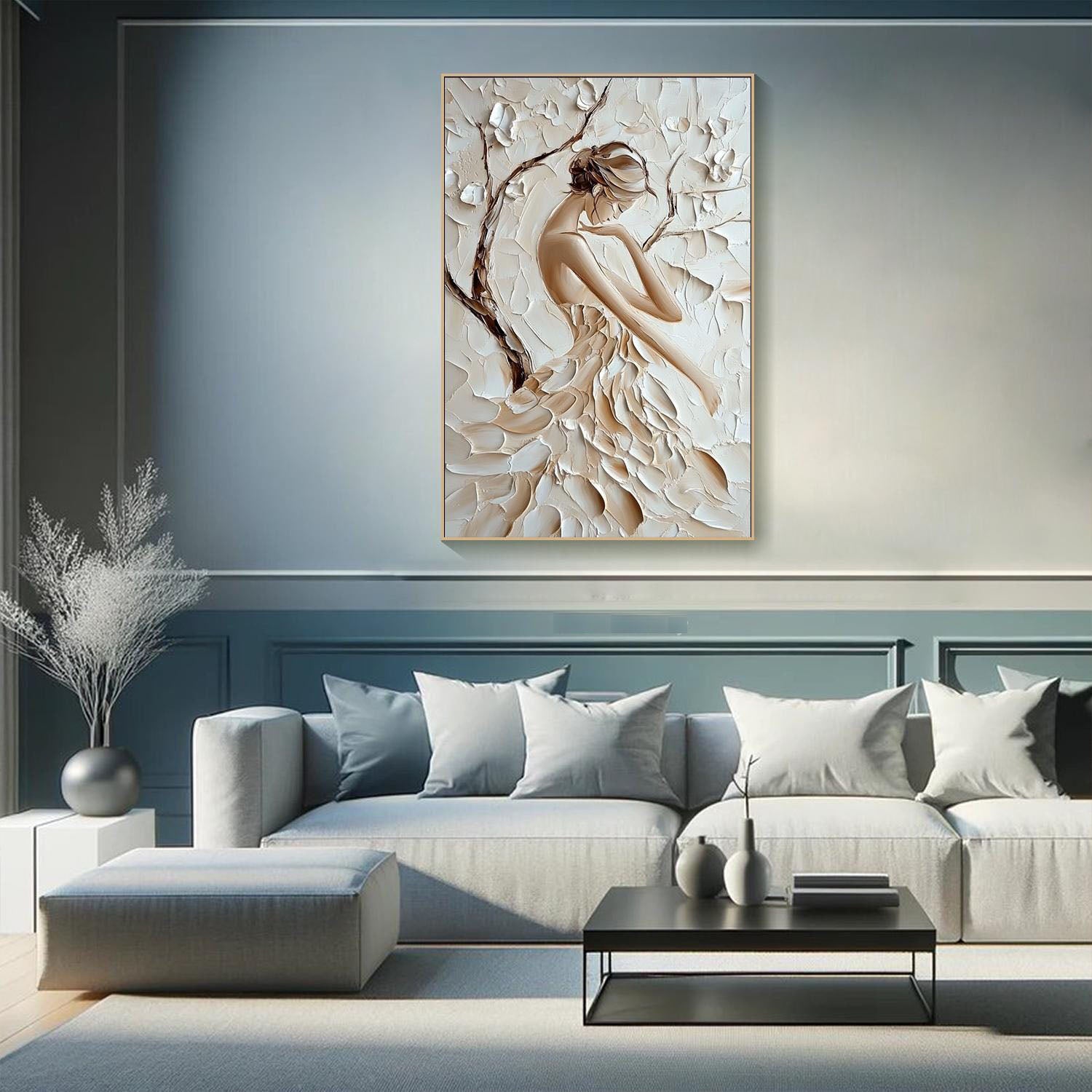 3D Textured Female Portrait - Modern Art Decor #TB 008