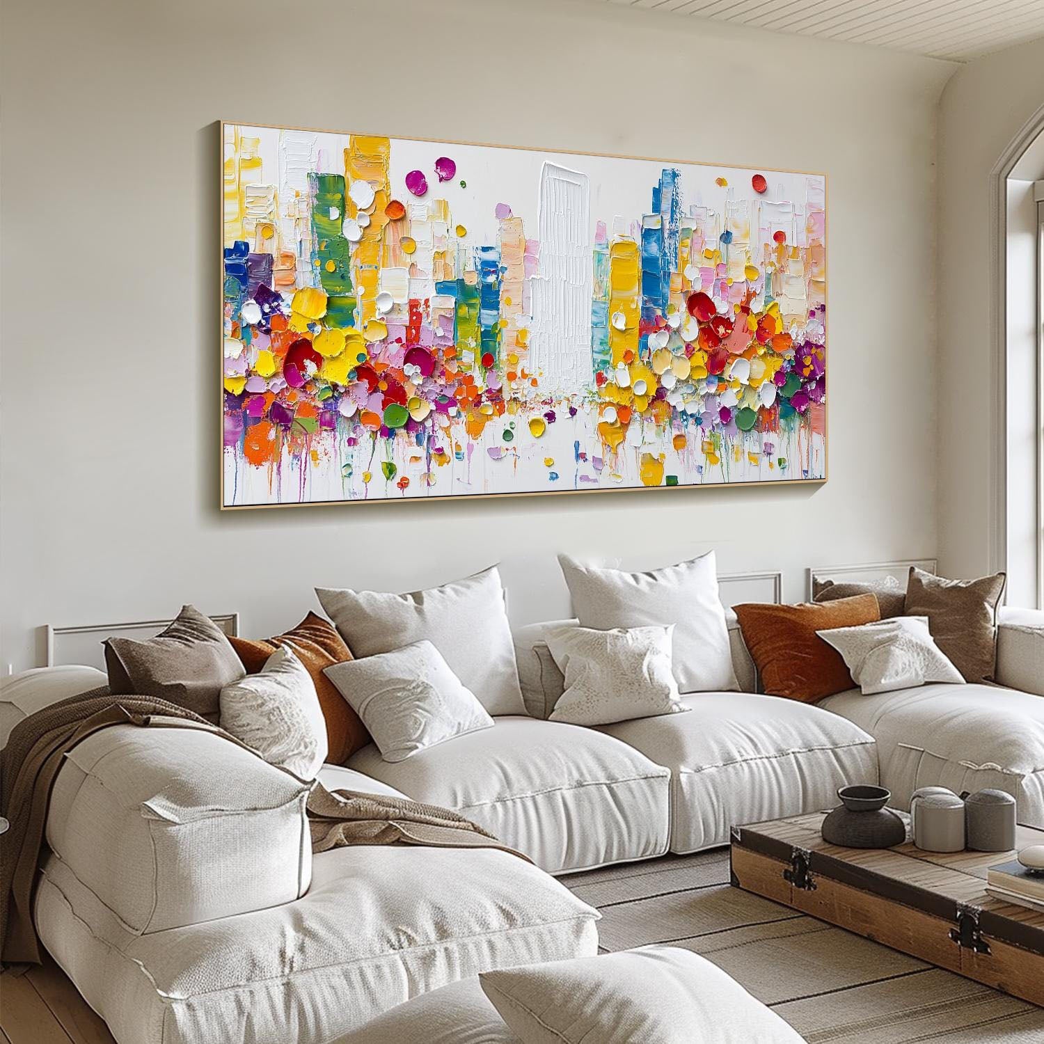 Modern Abstract City Oil Painting, Colorful 3D Street #TB 067