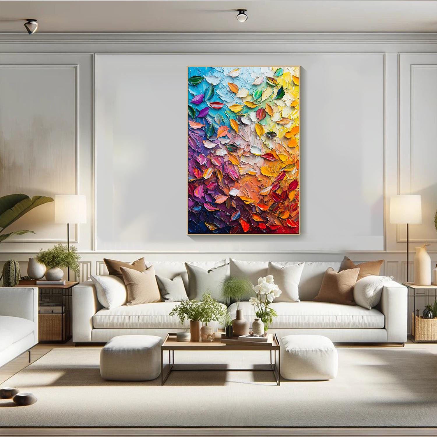 Hand-Painted Textured Abstract Art | Colorful Petal Oil Painting #TB 091