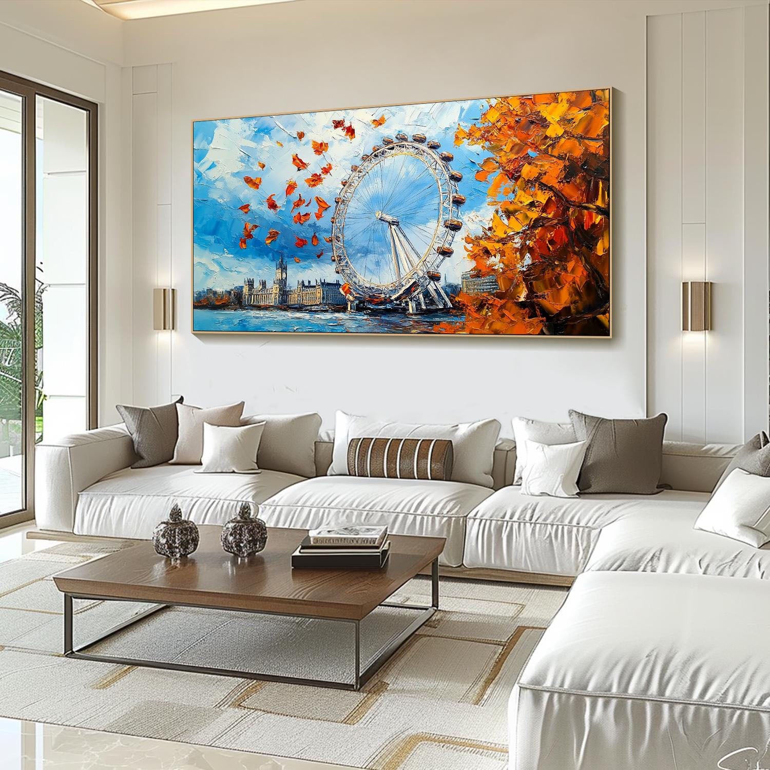 London Eye Themed Oil Painting - Modern Cityscape Art #TB 058