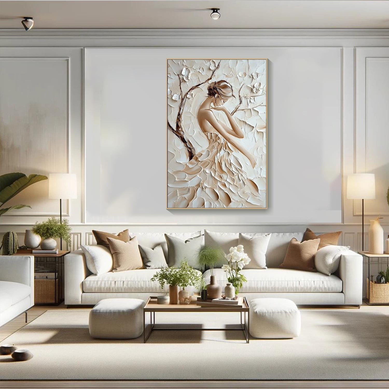 3D Textured Female Portrait - Modern Art Decor #TB 008