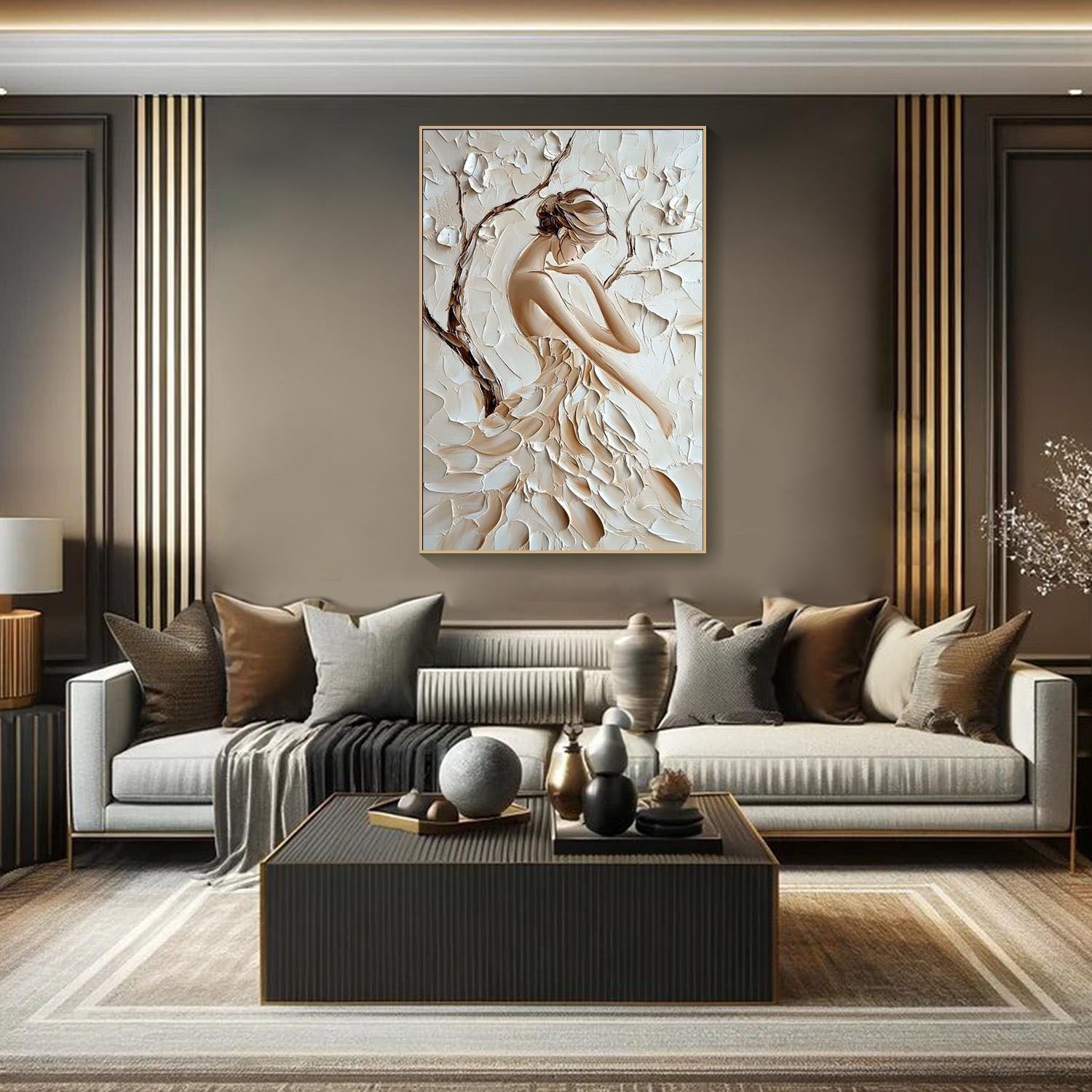 3D Textured Female Portrait - Modern Art Decor #TB 008