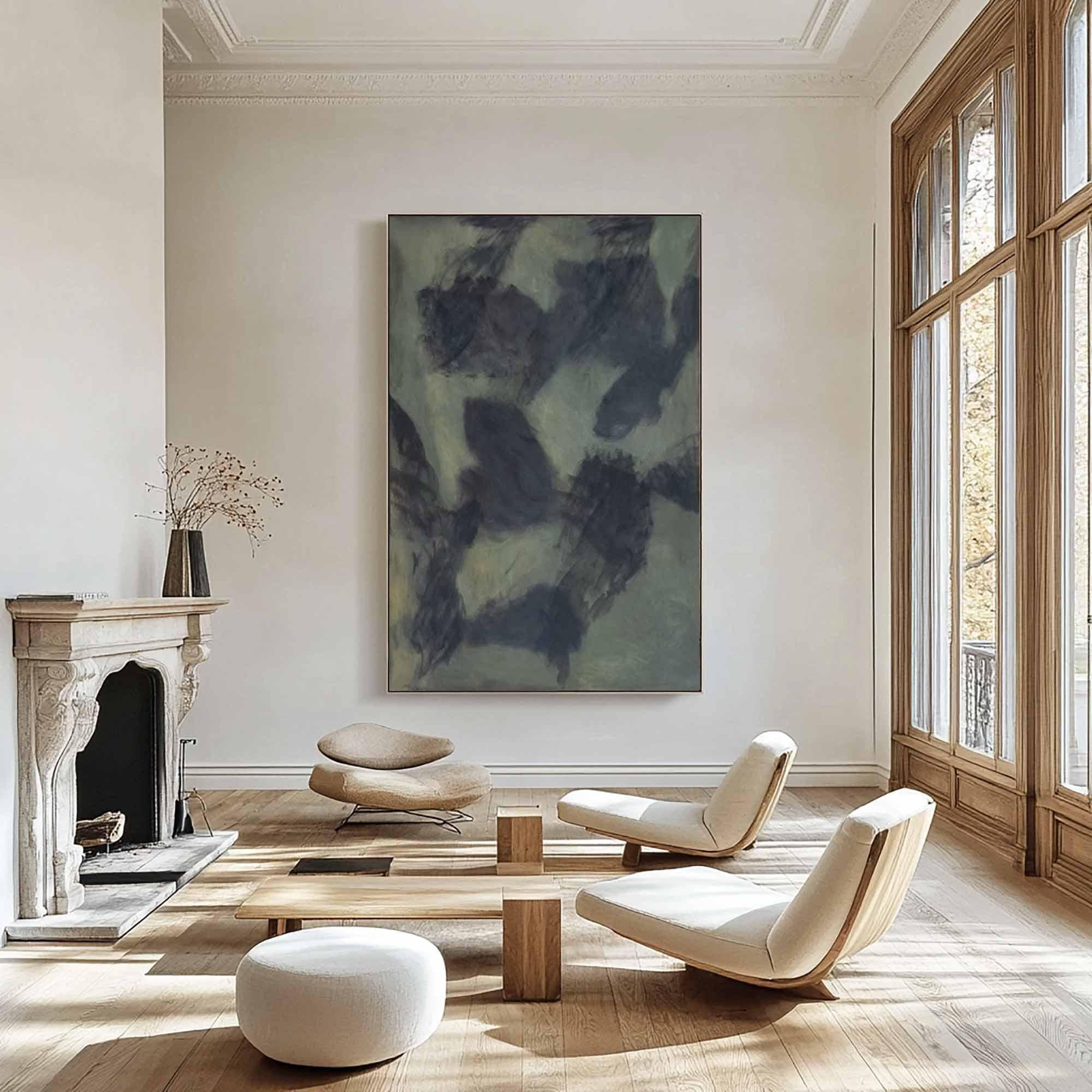 Soft Gray-Green Abstract Texture Art, Modern Art #TB 030