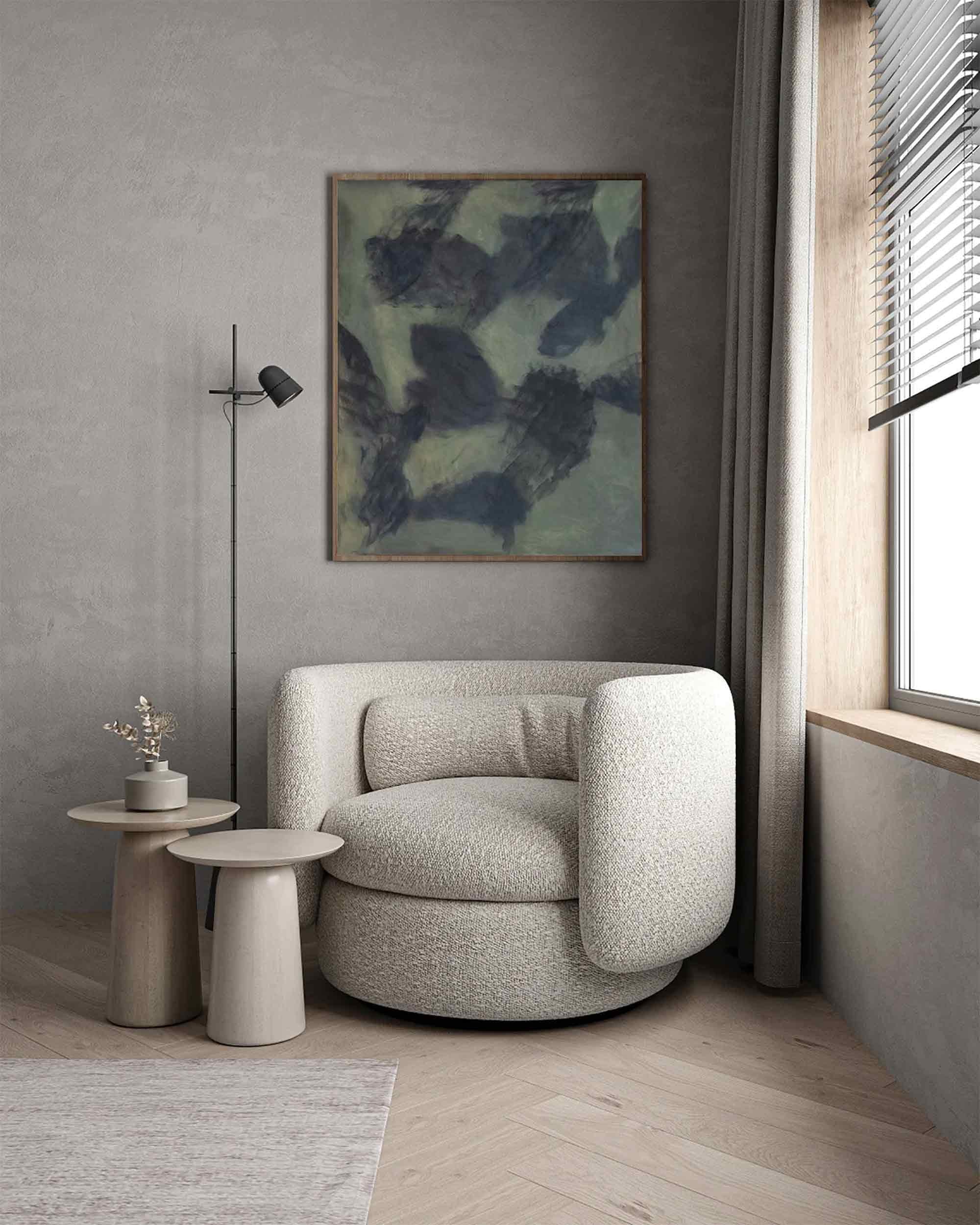 Soft Gray-Green Abstract Texture Art, Modern Art #TB 030