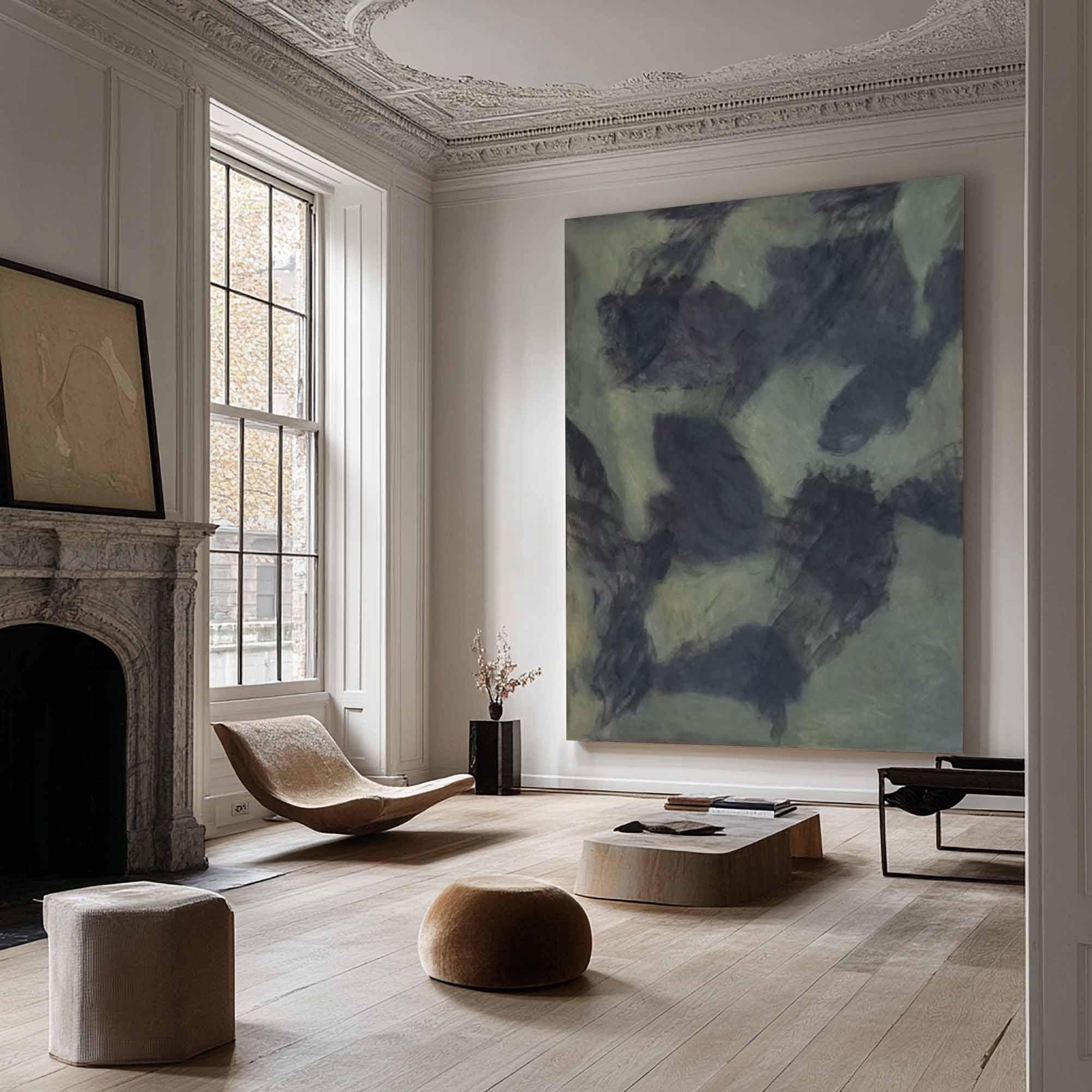 Soft Gray-Green Abstract Texture Art, Modern Art #TB 030