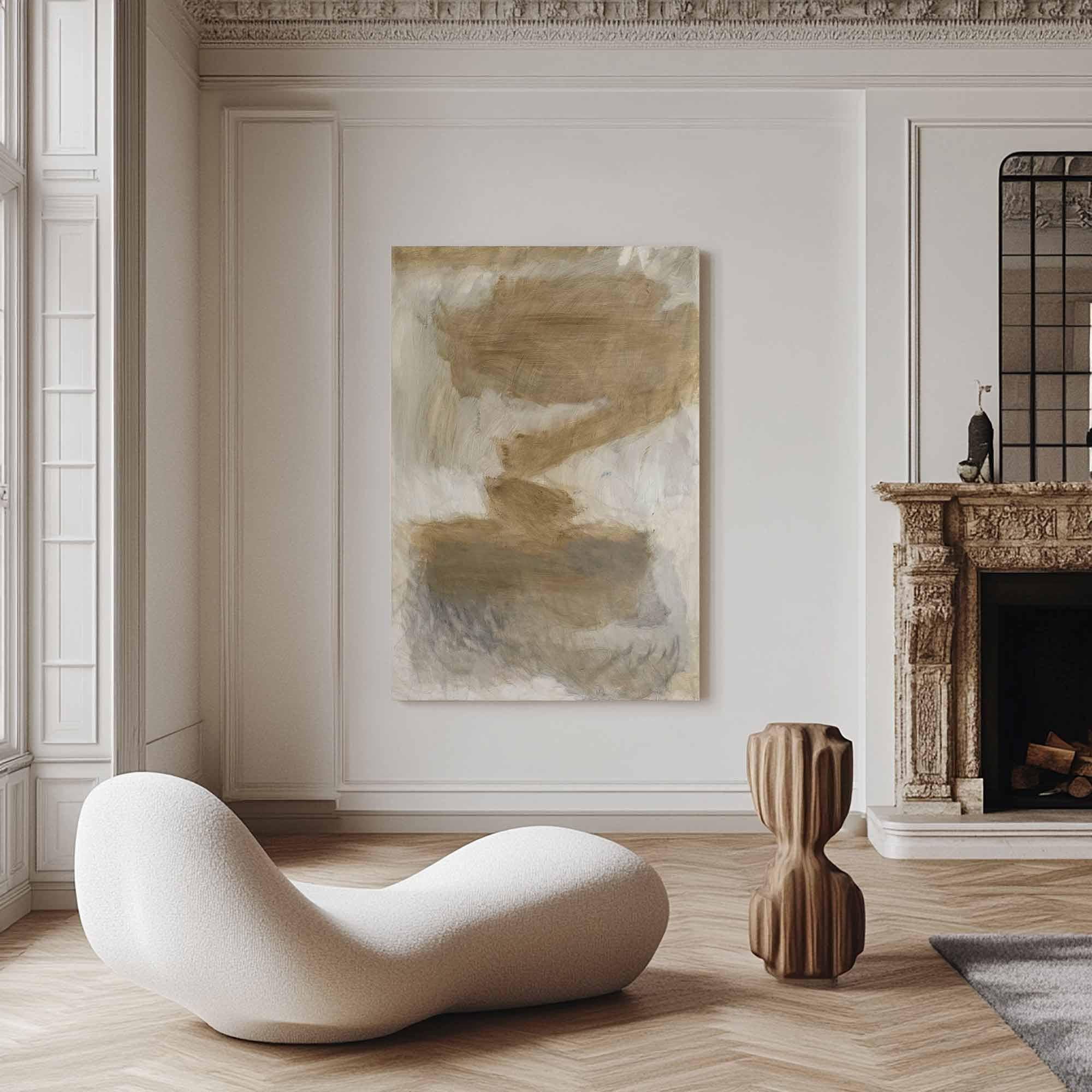 Beige Brown Gray Abstract Blending Art, Modern Minimalist #TB 061