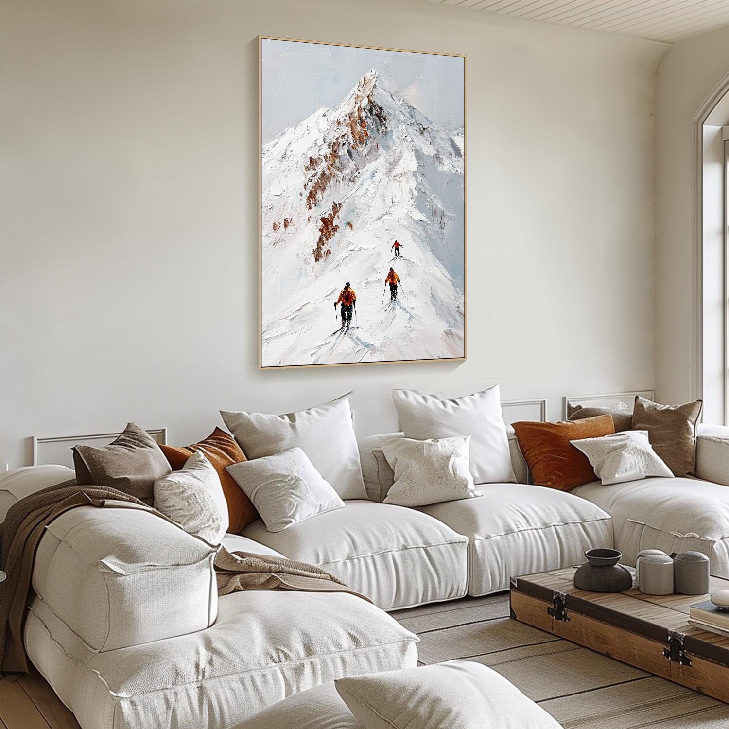 Snow Mountain Climbers Abstract Oil Painting, Modern Outdoor Sport Wall Decor #TB 051