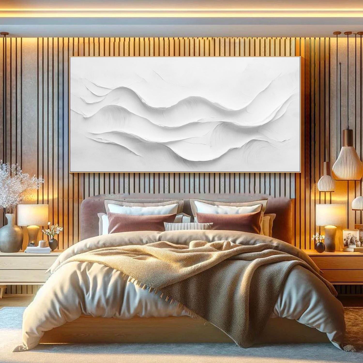 3D White Texture Wall Art - Modern Home Decoration #TB 011
