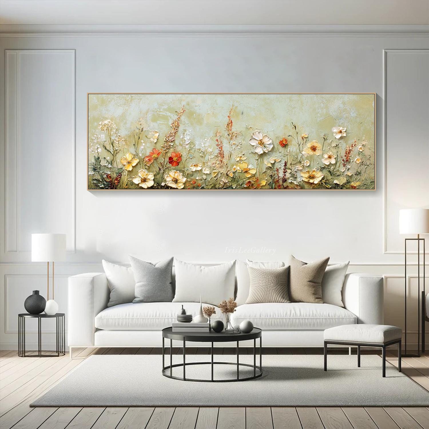 Textured Floral Meadow Painting - Colorful Wildflower Art #TB 003